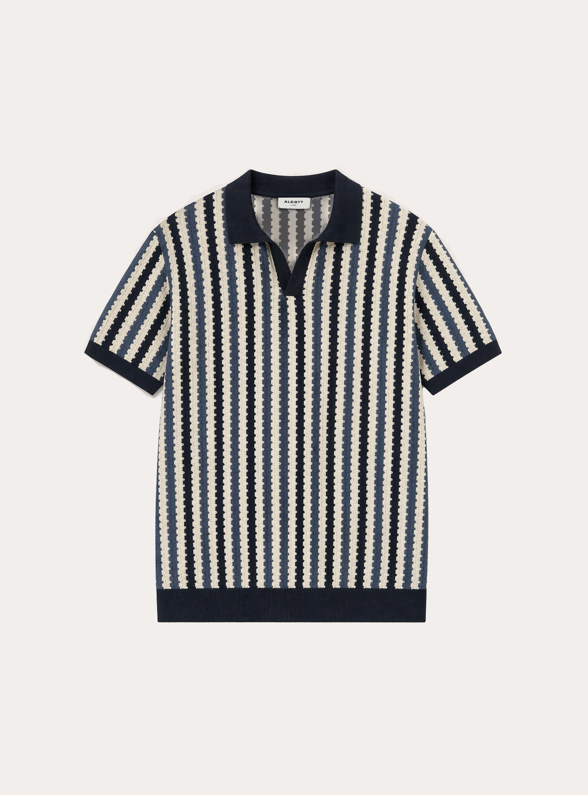 Gestreiftes Strick-Polohemd, NA1 NAVY DARK