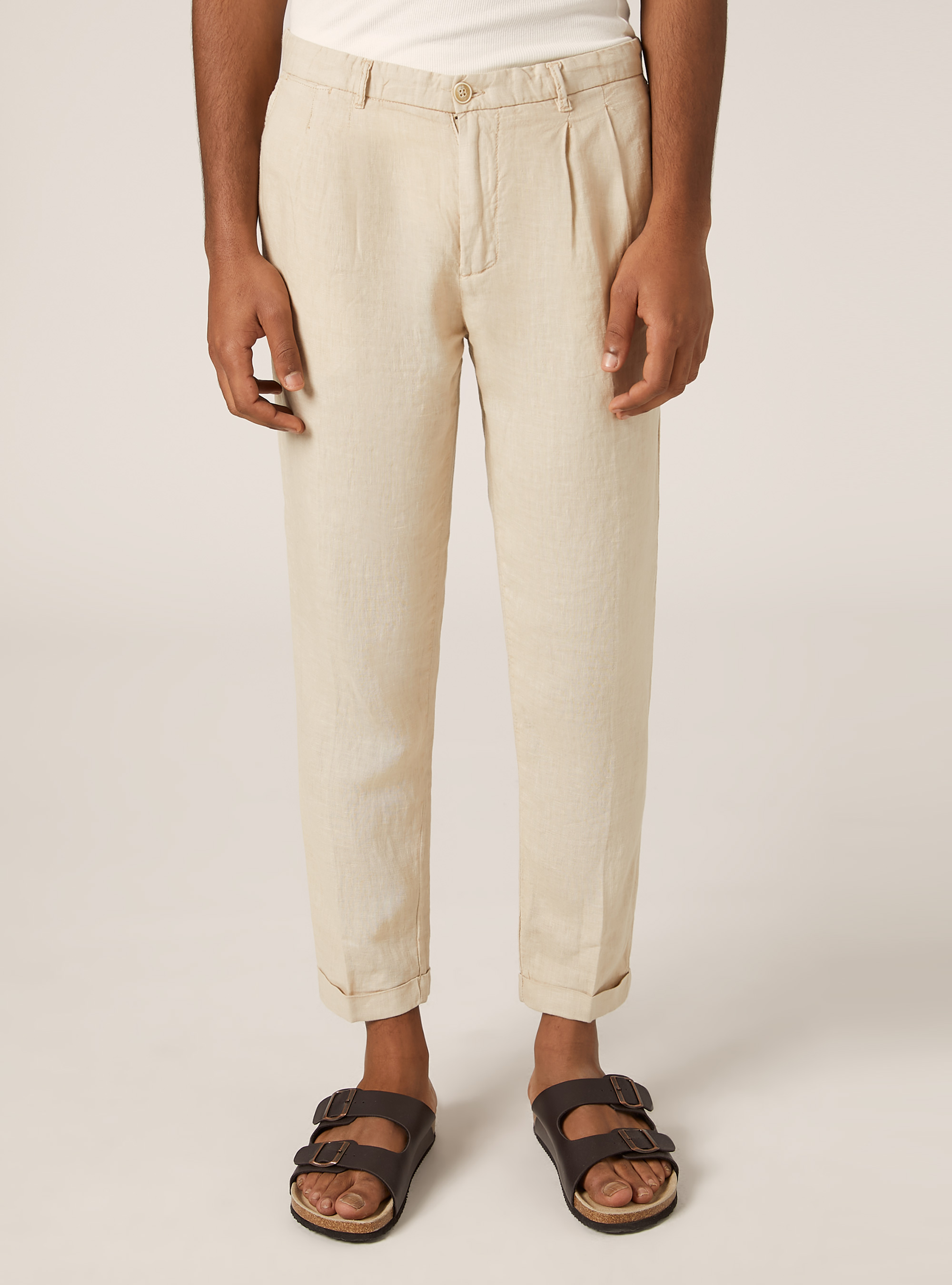 Pure linen chinos, BG3 BEIGE LIGHT