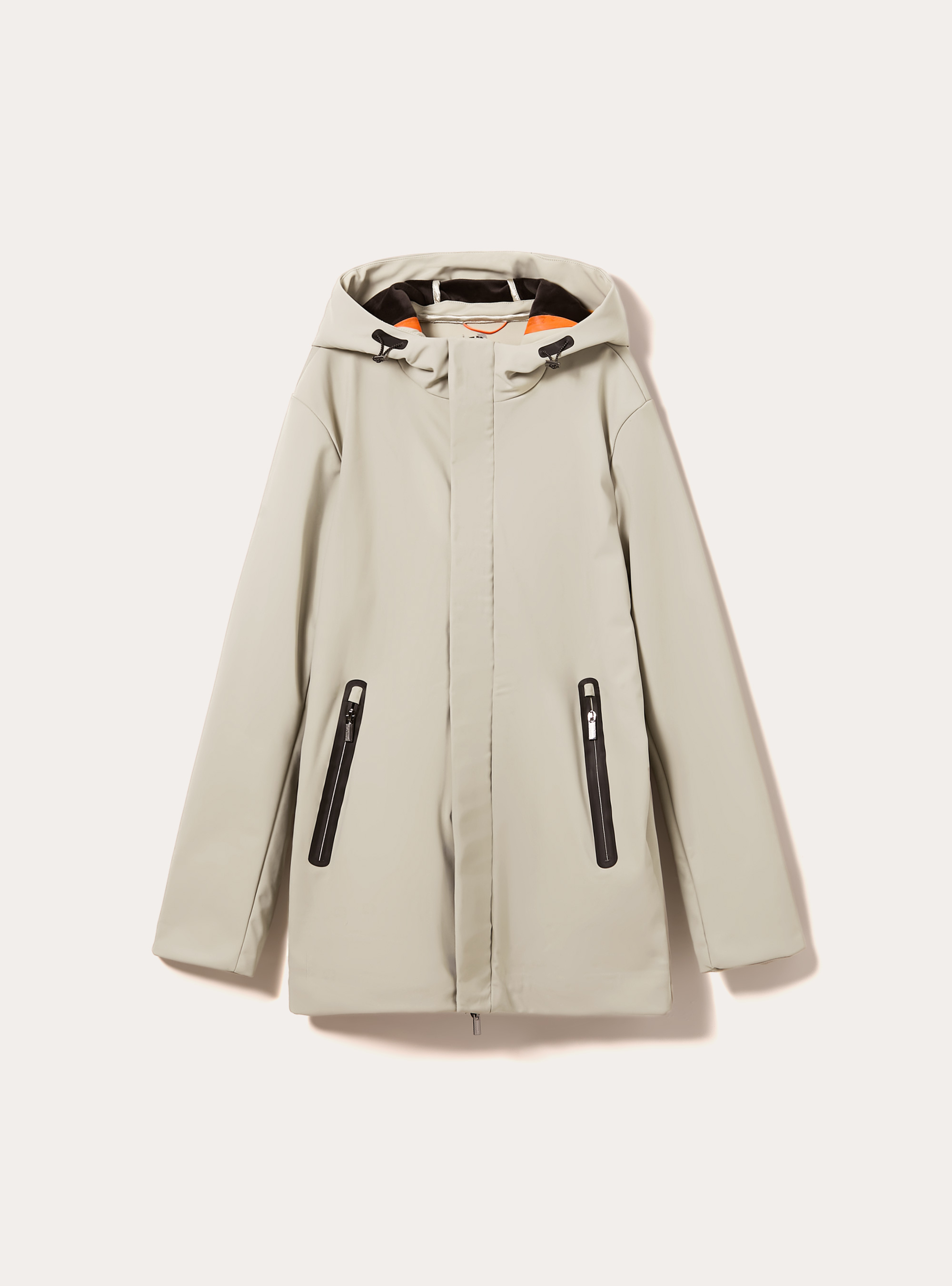 Technical fabric jacket with hood, CR3 CREAM LIGHT