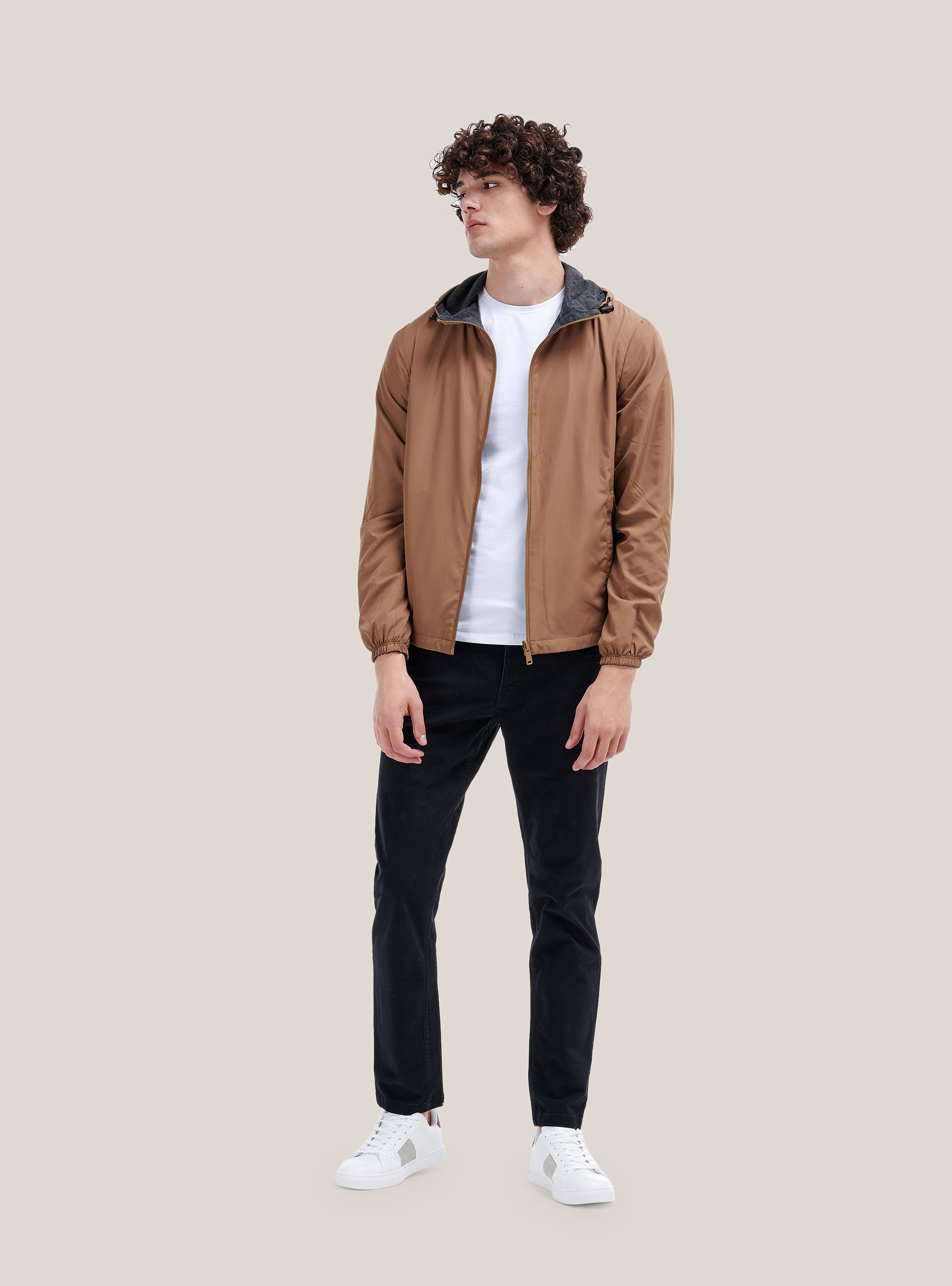 Recycled cotton skinny fit trousers, BLACK