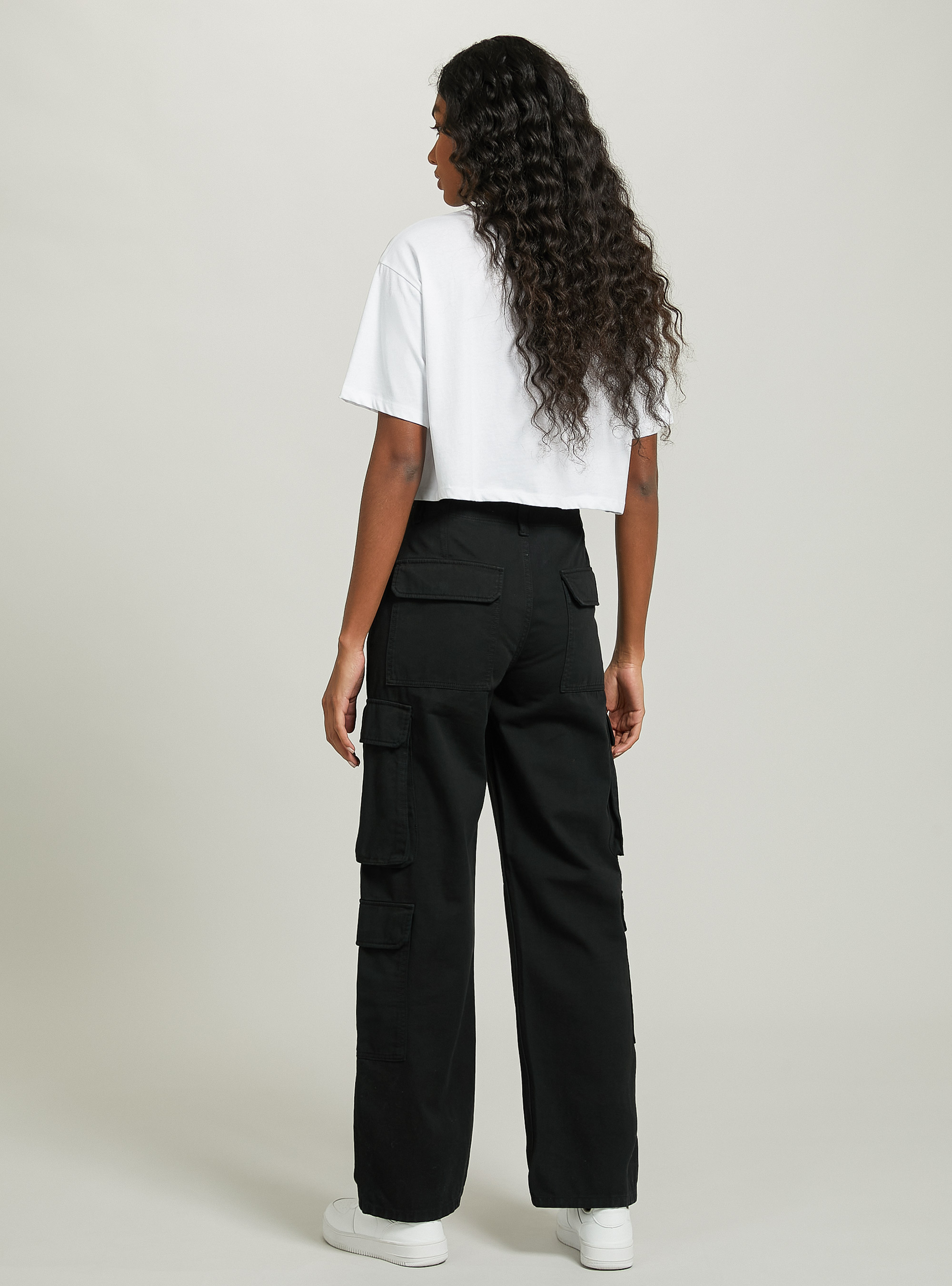 Pantaloni multicargo in twill, BK1 BLACK