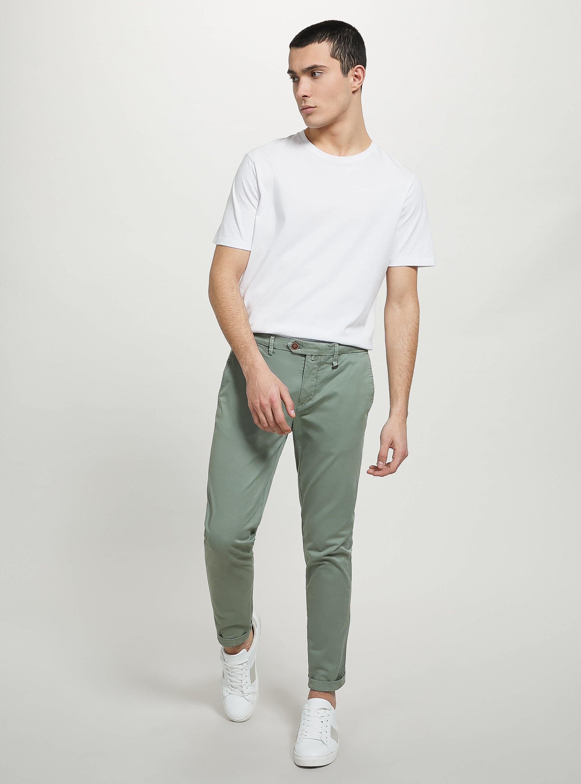 Stretch cotton twill chinos, KY3 KAKY LIGHT