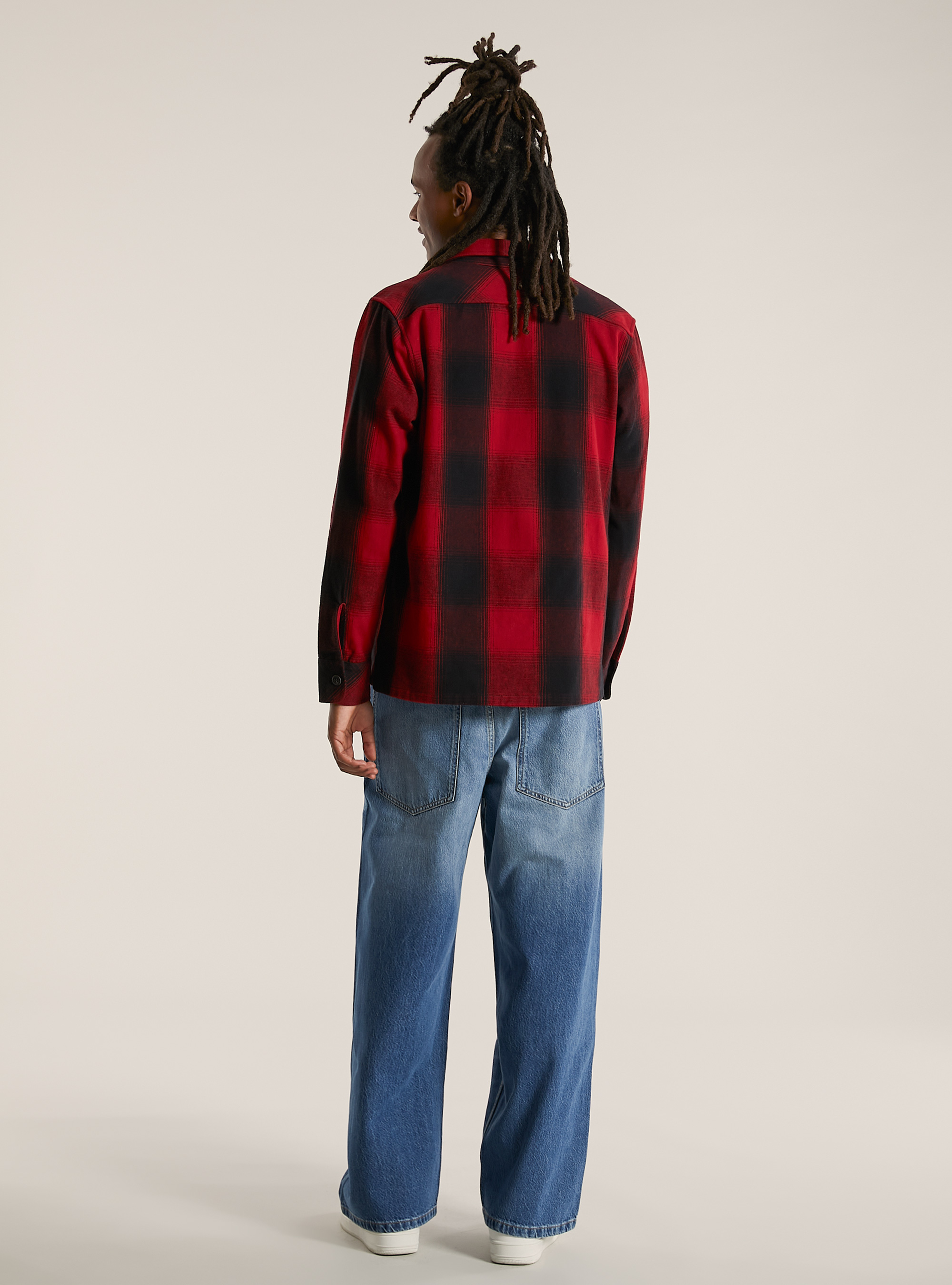 Checked shirt jacket, RD2 RED MEDIUM