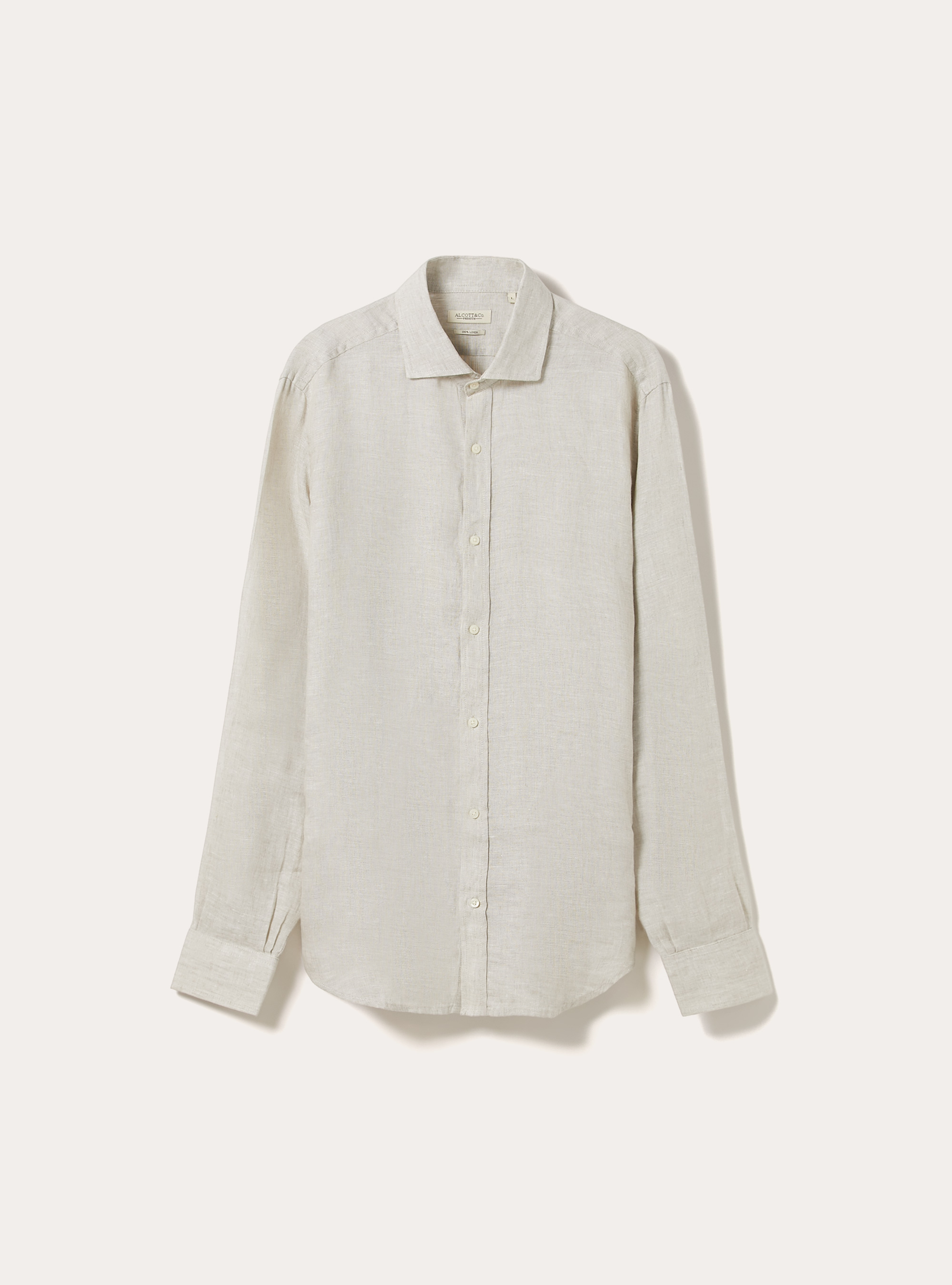 Camicia basica in lino, MSA2 SAND MEL MEDIUM