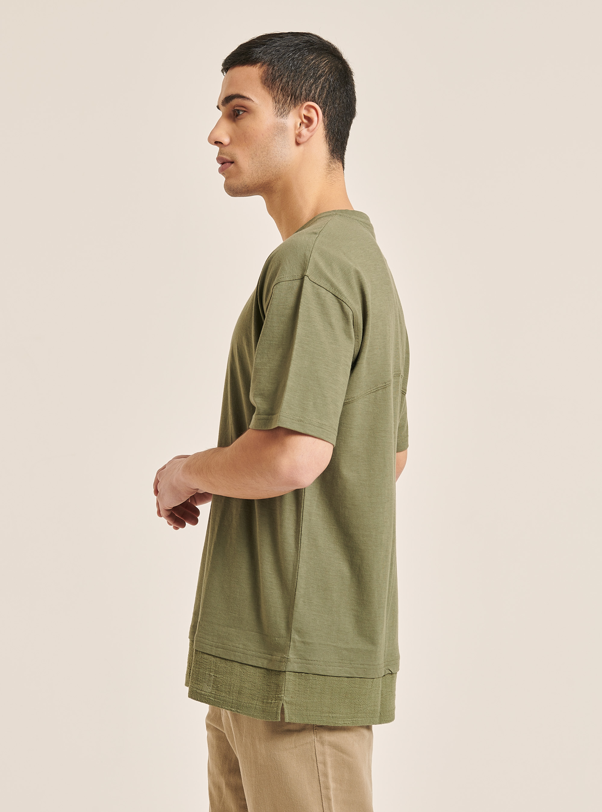 Camiseta serafina con mezcla de lino, CAQUI