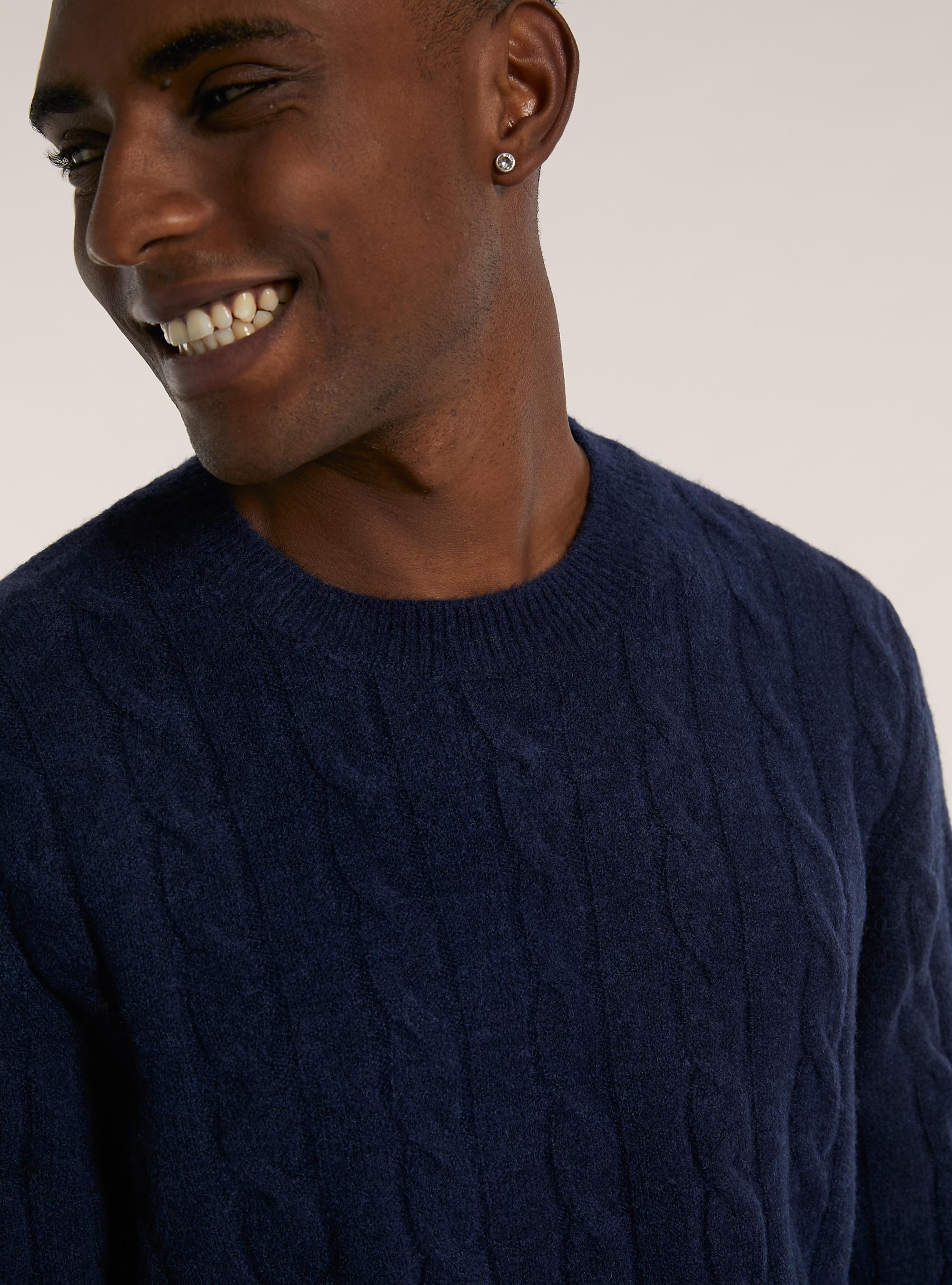 Pullover morbido a trecce, MBL2 BLUE MEL MED