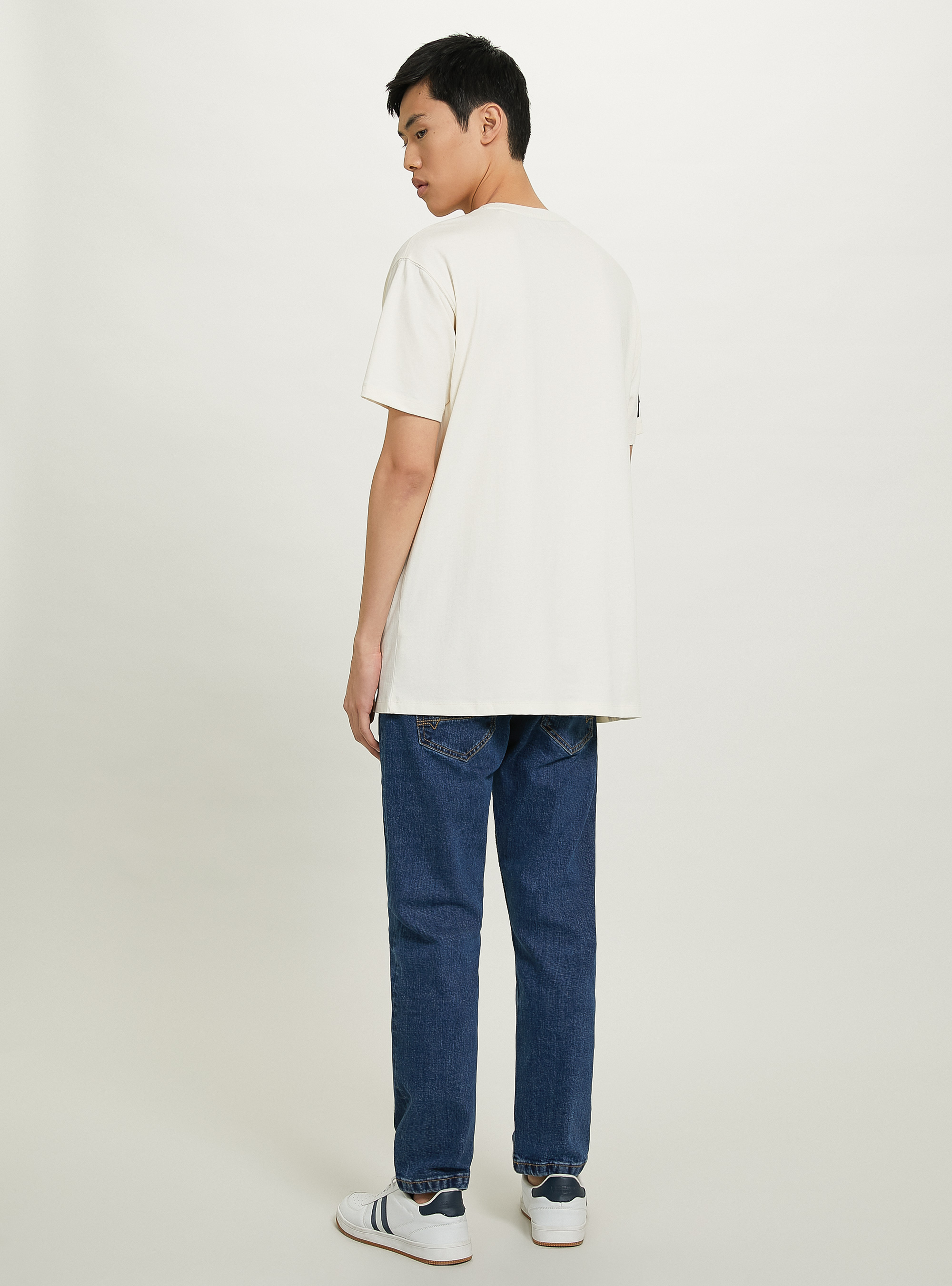 Oversized cotton patch t-shirt, C104 CREAM