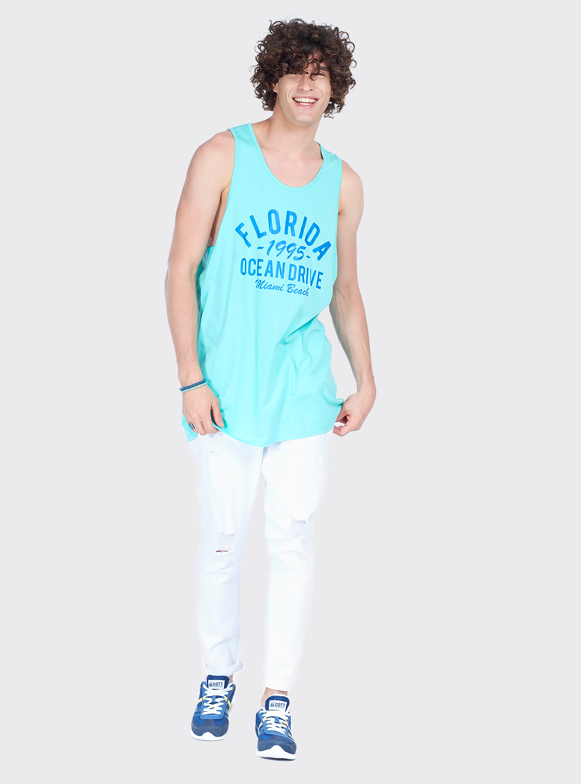 Canotta long e oversize fit con stampa lettering, VERDE