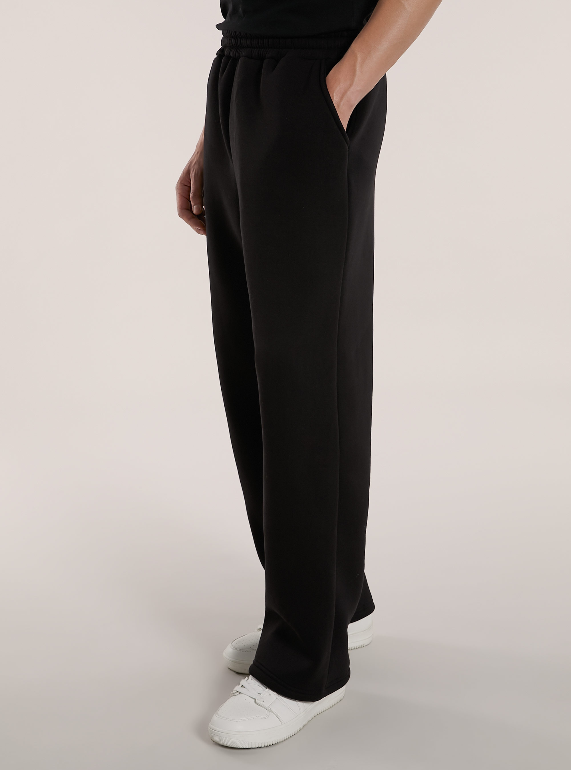 Pantalon ample en peluche, BK1 BLACK