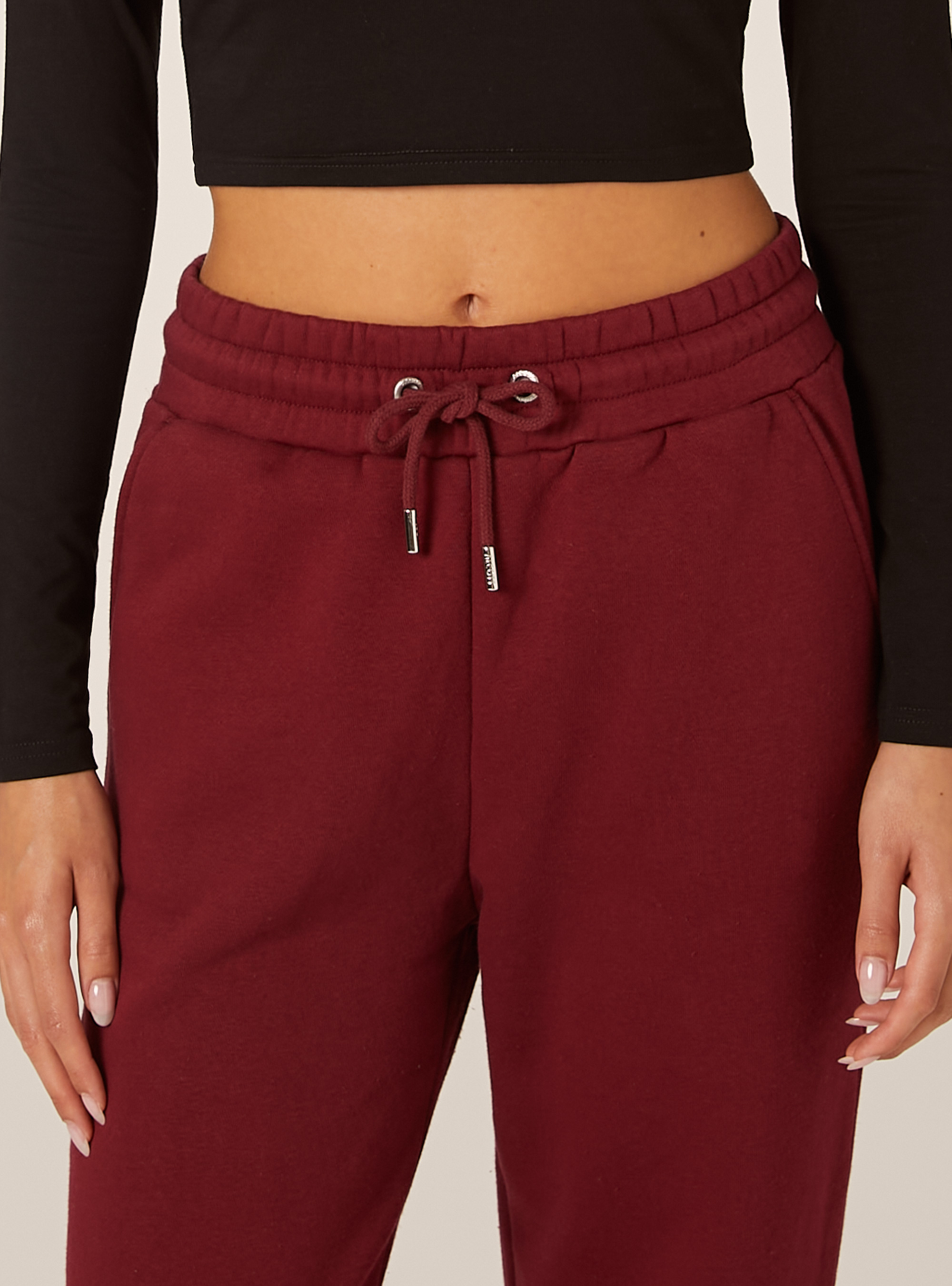Pantalones jogger de felpa, BO1 BORDEAUX DARK