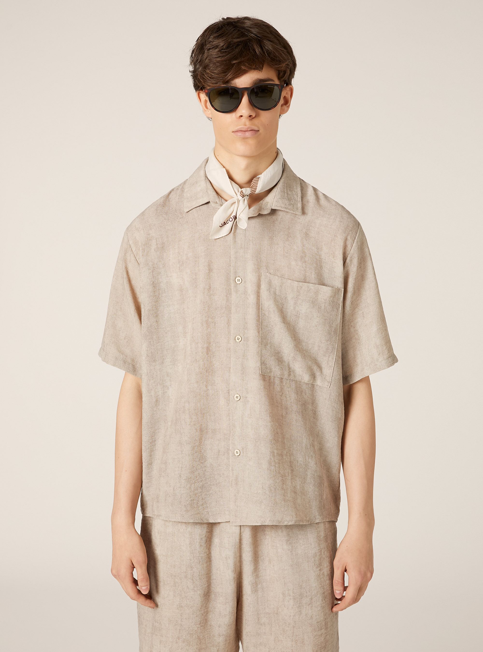 Chemise avec boutons &agrave; effet marbr&eacute;, BG2 BEIGE MEDIUM