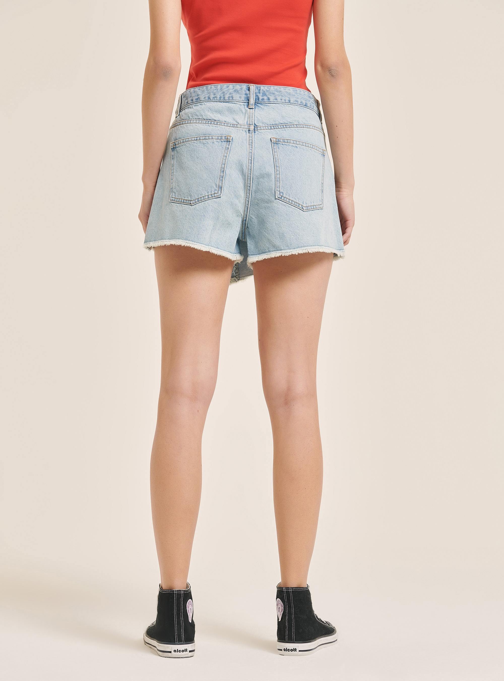 short denim with buttons, BLUE