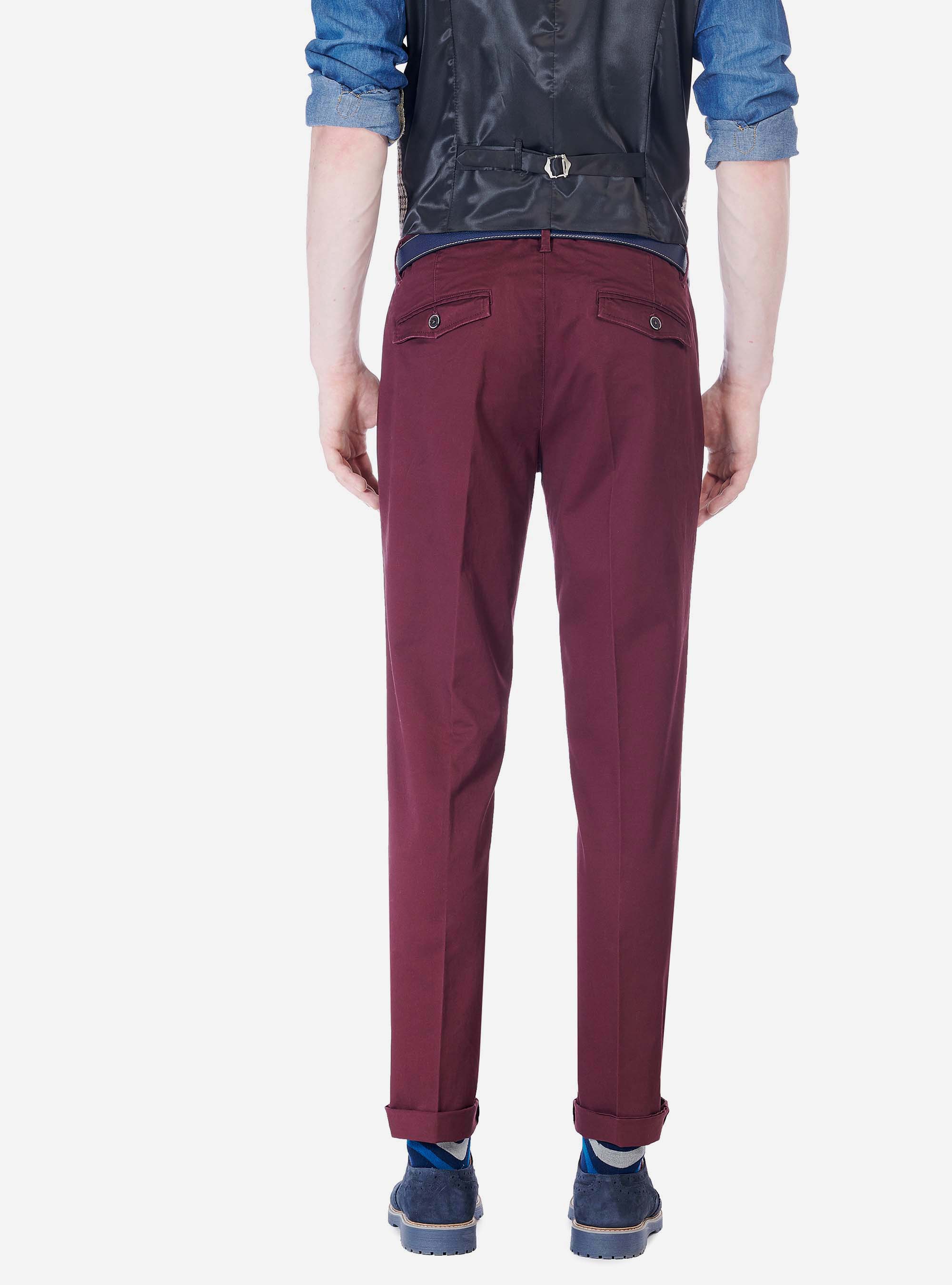 SLACK SLIM FIT PANTS, WINE