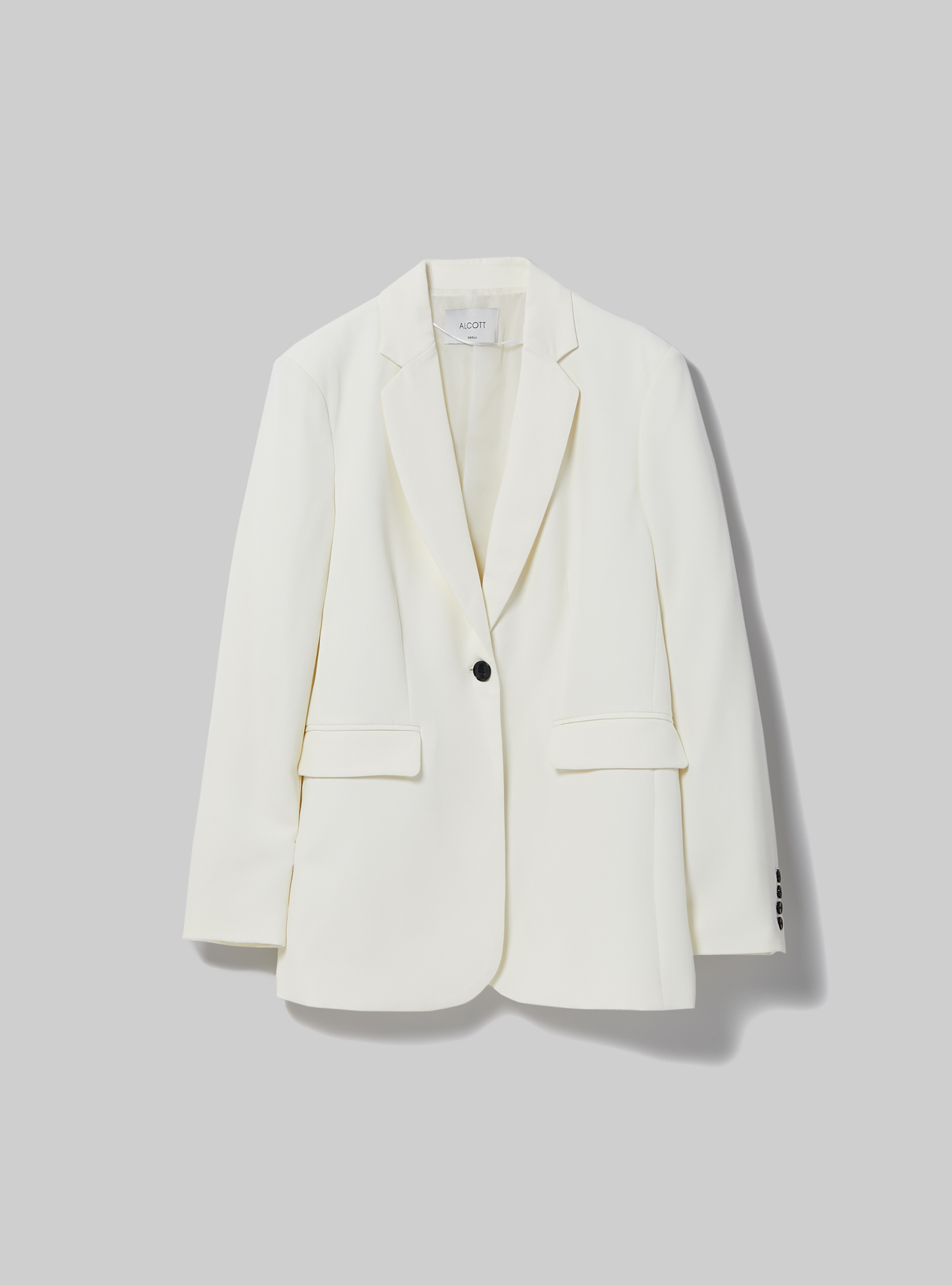 Plain-coloured single-breasted blazer, WH1 OFF WHITE