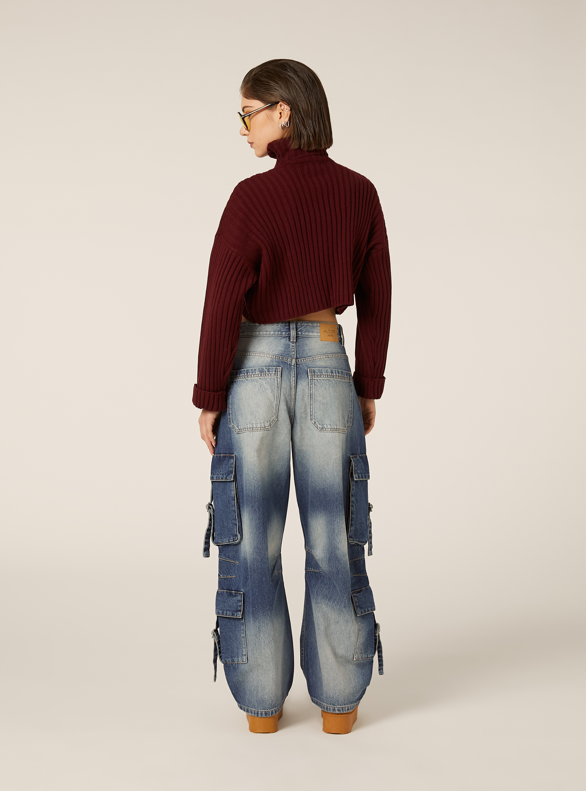 Jersey corto de cuello alto, BO1 BORDEAUX DARK