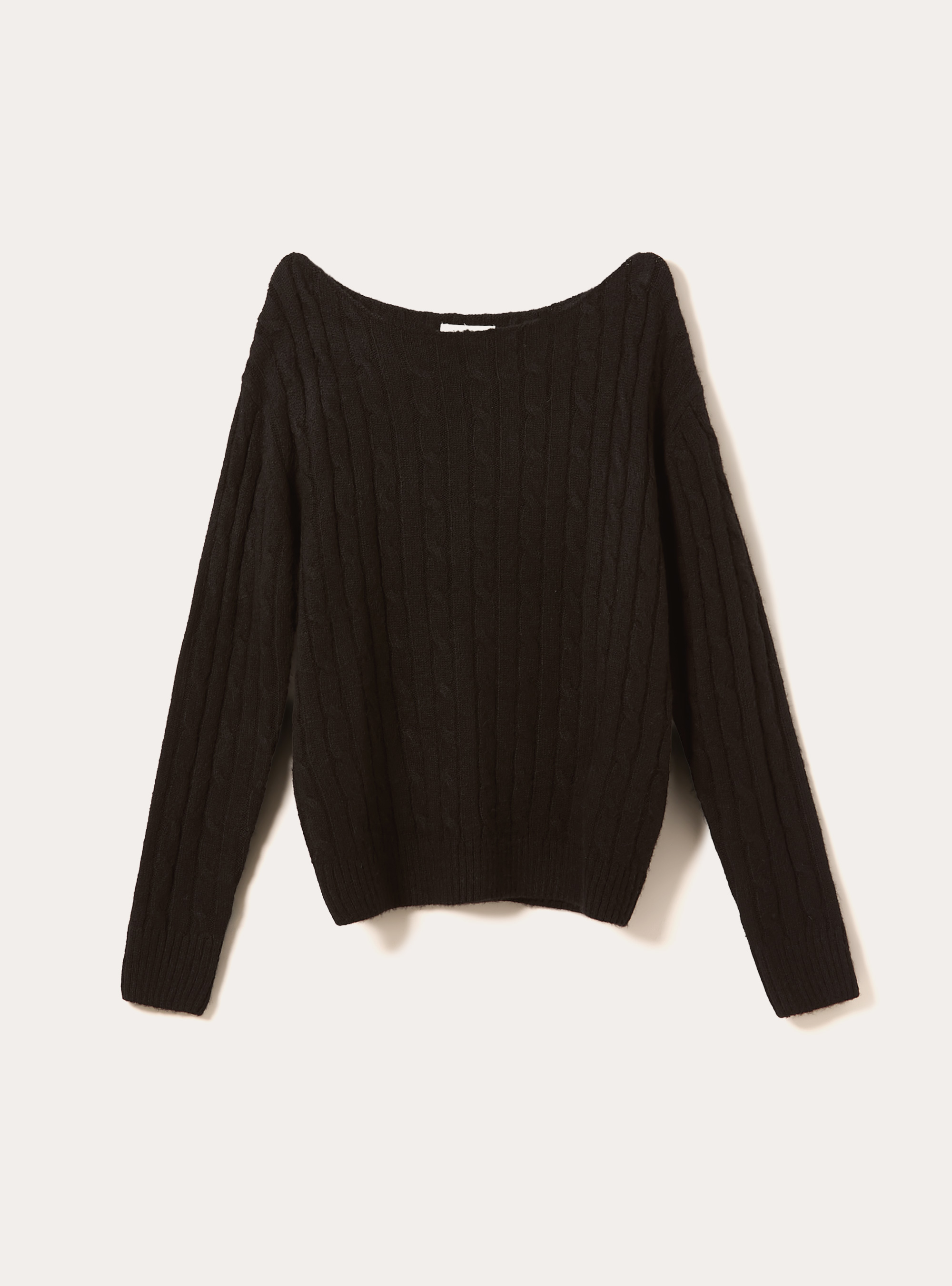 Maglia scollo barca a trecce, BK1 BLACK