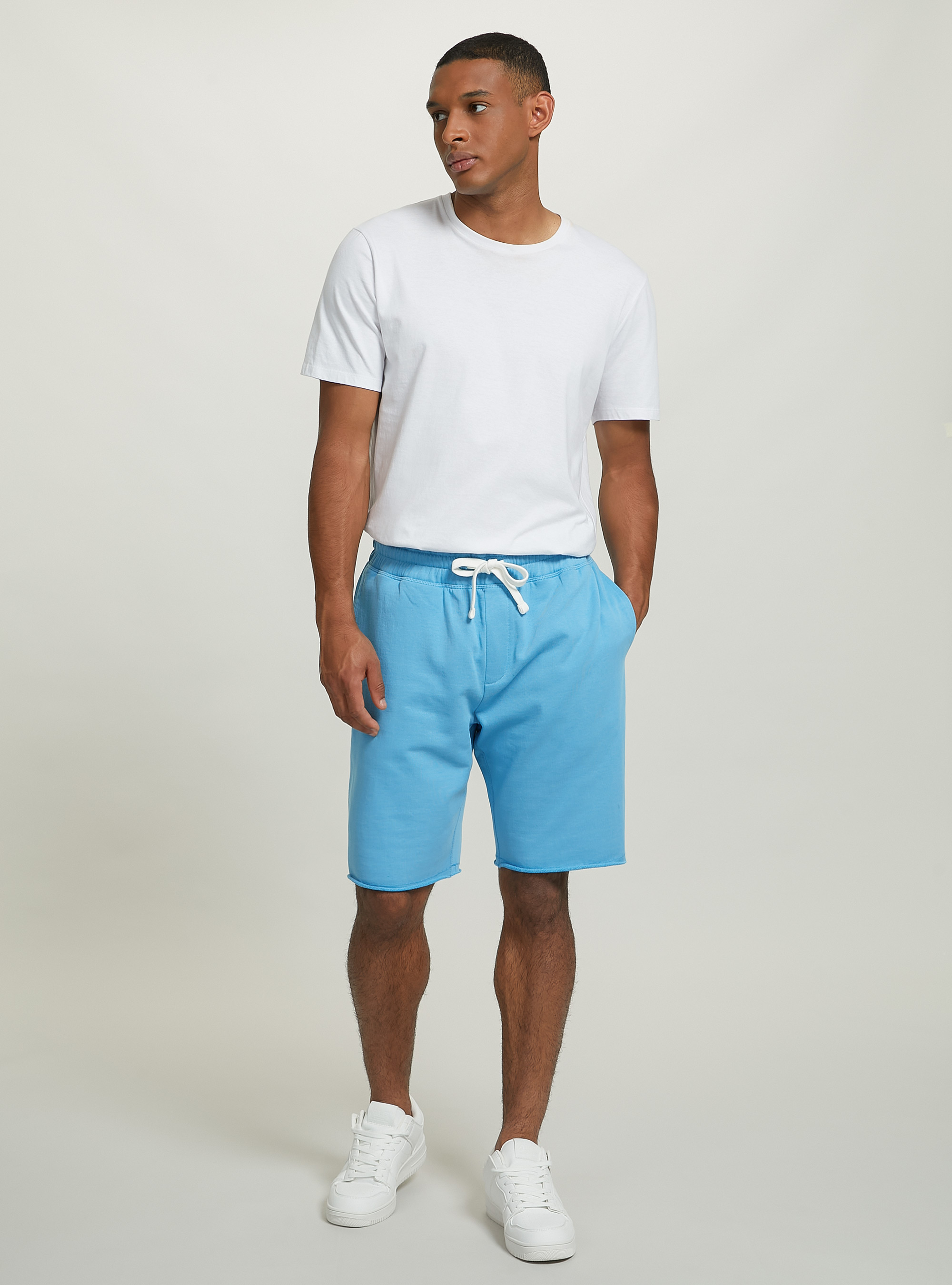 Bermuda jogger in cotone, AZ3 AZURE LIGHT