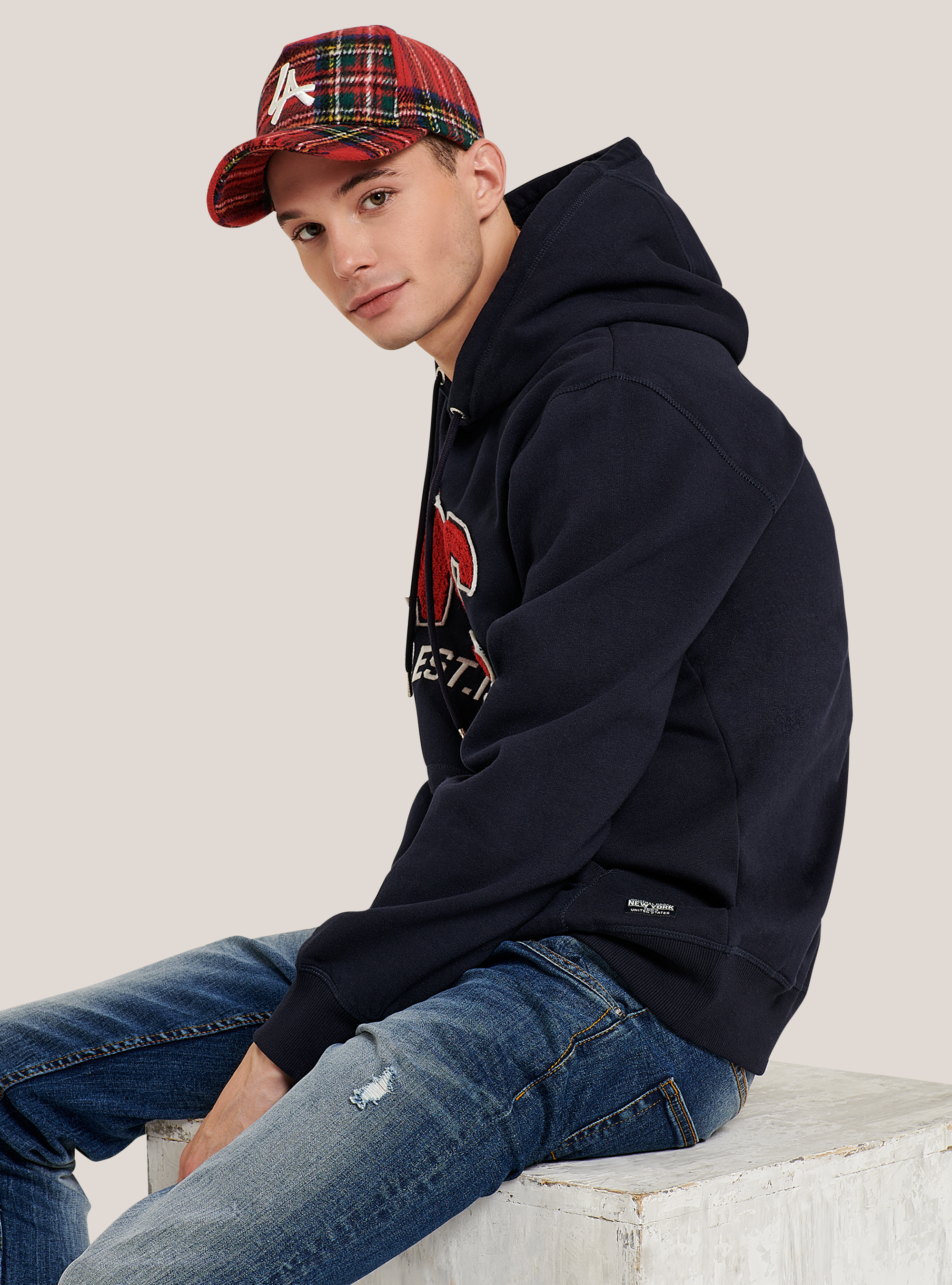 Hoodie with kangaroo pocket, BLUE NAVY