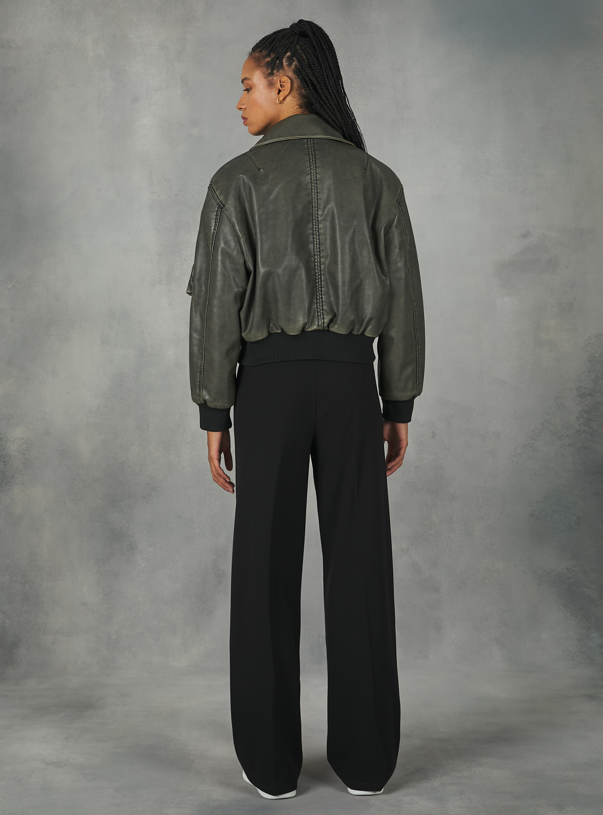 Bomber effet cuir effet vieilli, BR2 BROWN MEDIUM