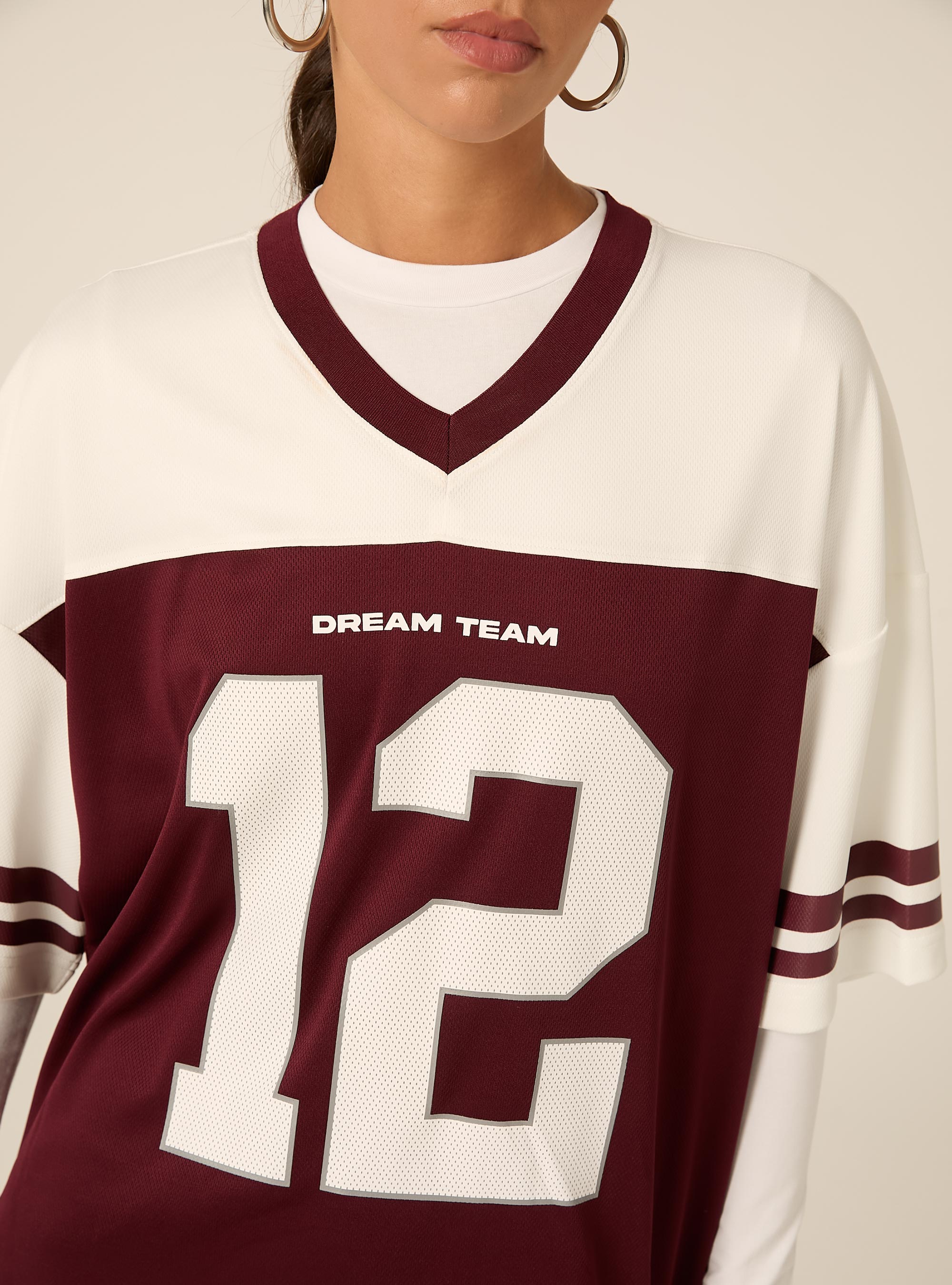 T-shirt oversize con numero, BO2 BORDEAUX MEDIUM