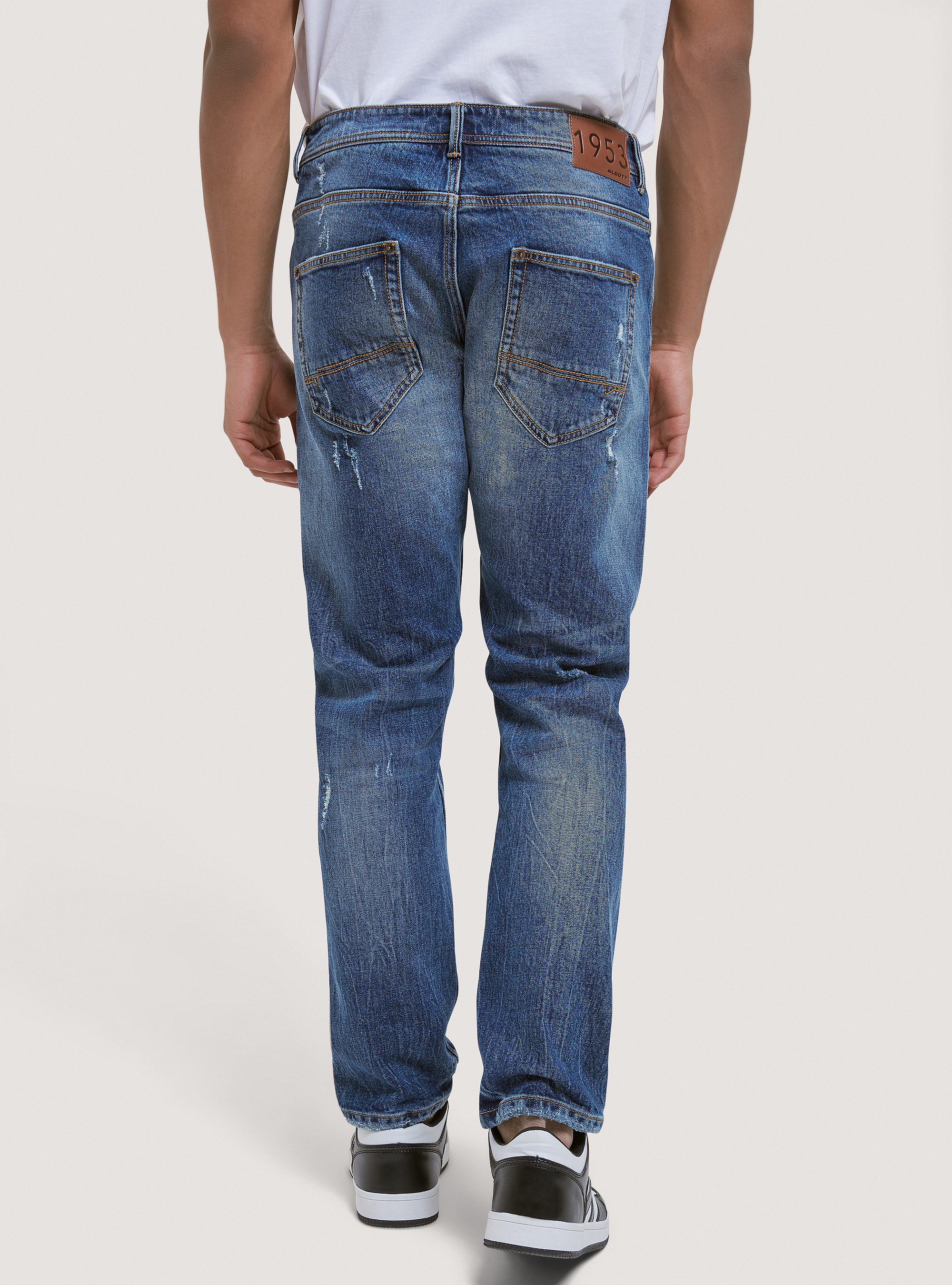 Slim Fit Cotton Jeans, D002 MEDIUM DARK BLUE