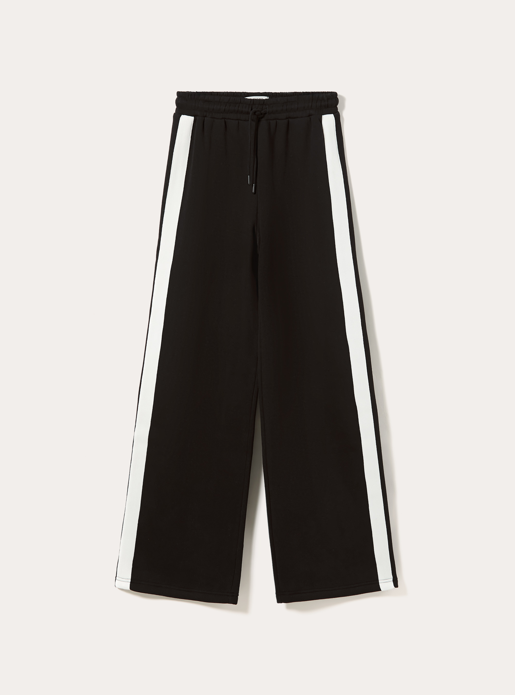 Pantaloni wide leg con bande laterali, BK1 BLACK