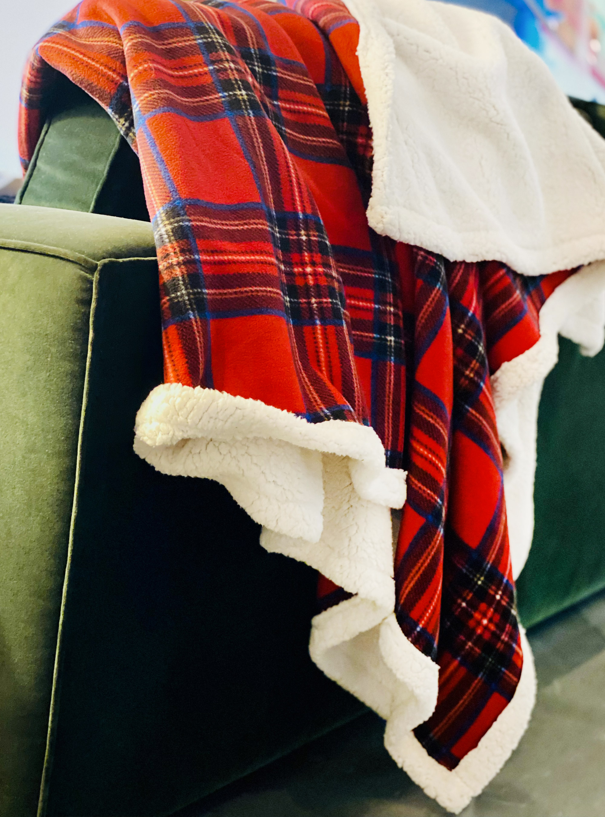 Plaid double face a quadri, ROJO