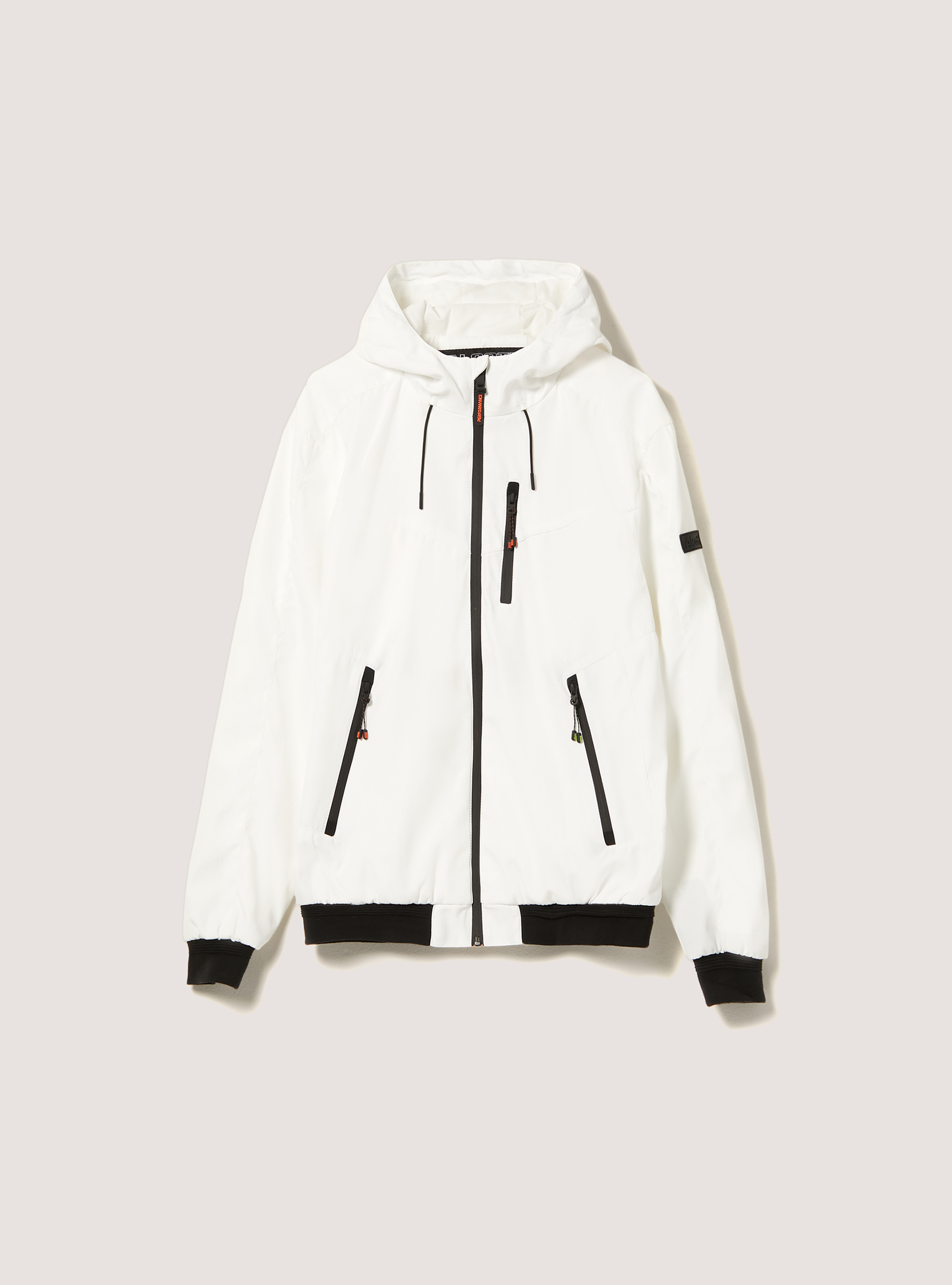 Chaqueta bomber con capucha a prueba de viento, WH1 OFF WHITE