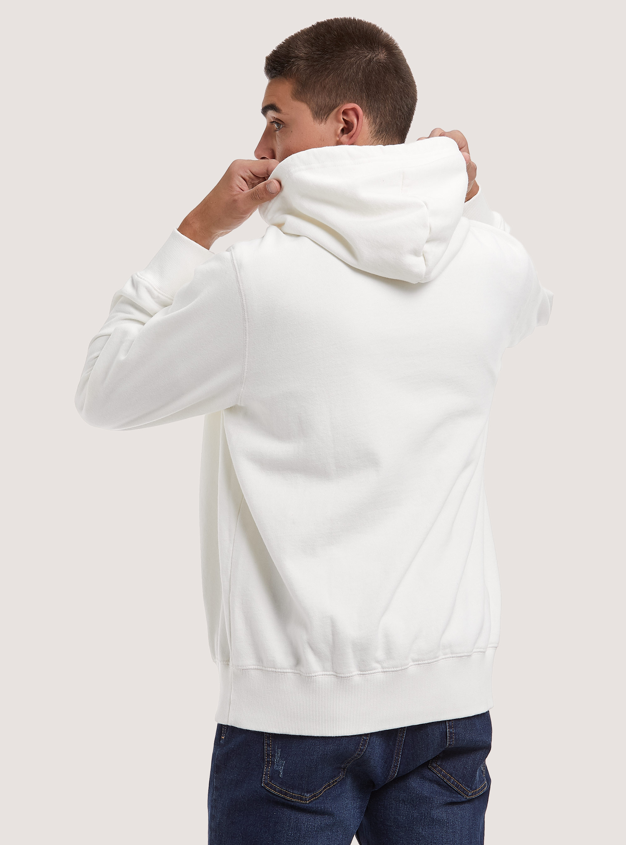 Felpa con cappuccio con stampa college, WH2 WHITE