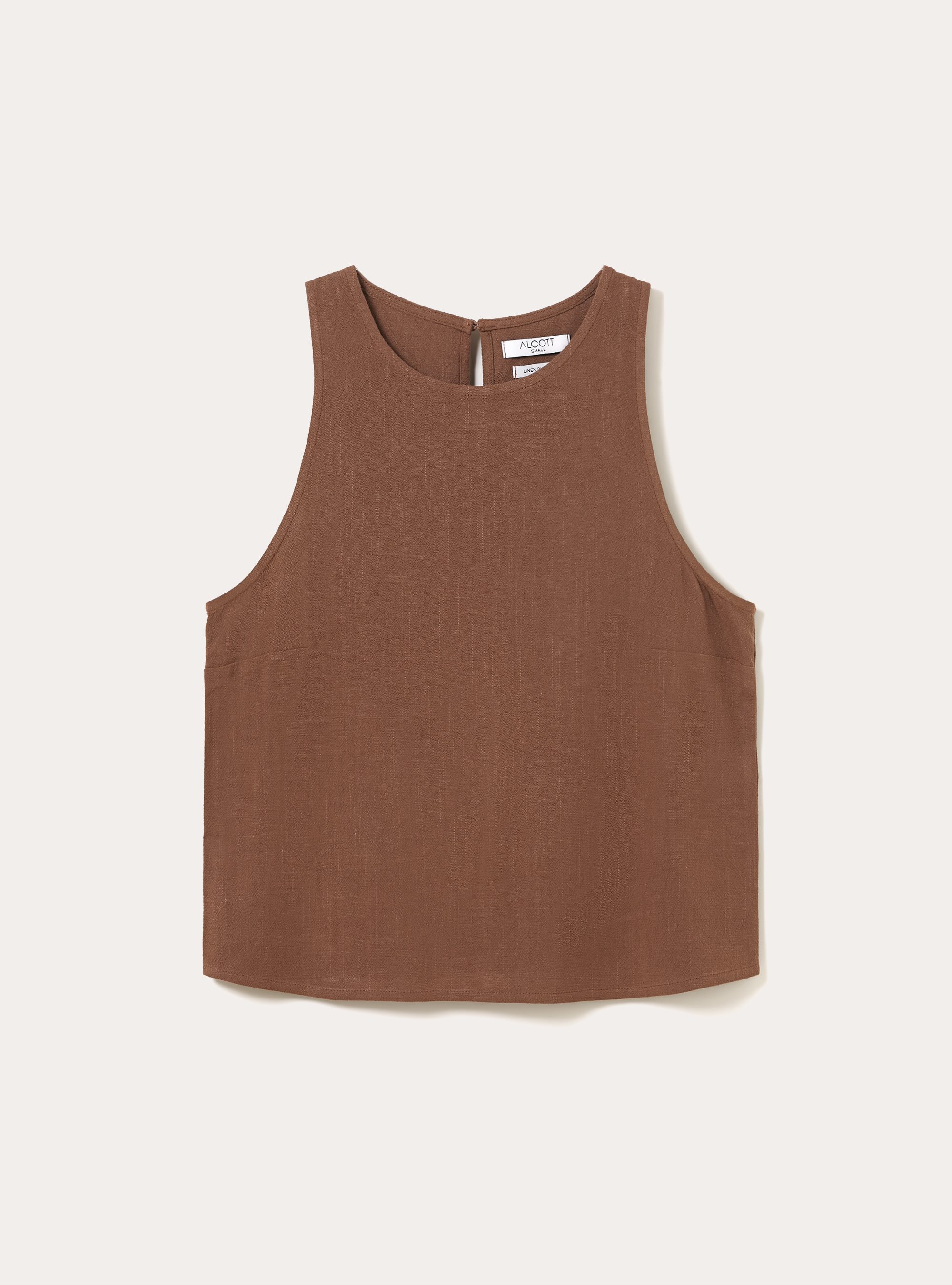Canotta basic in misto lino, BR2 BROWN MEDIUM