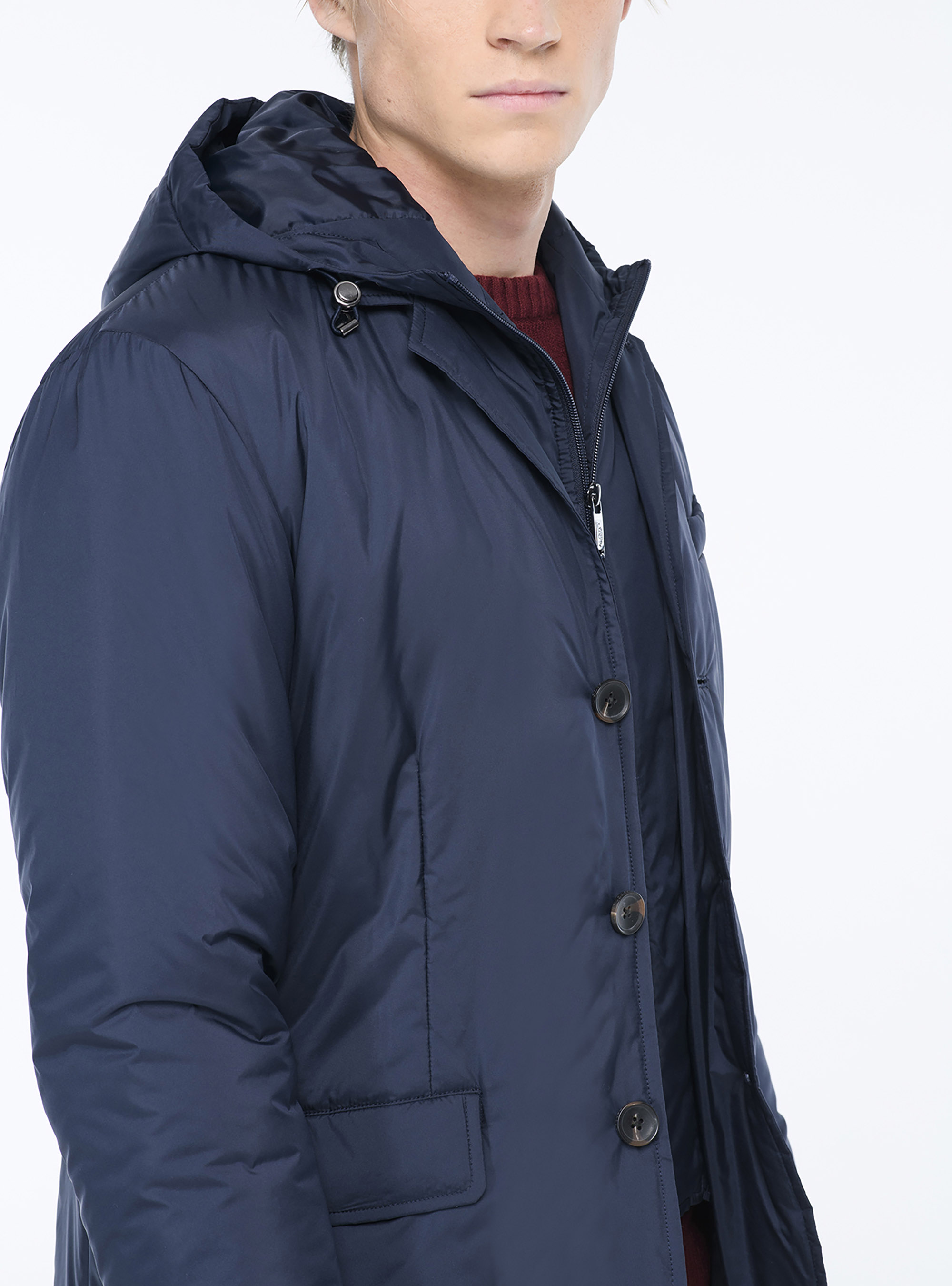 Jacket with zip and buttonS, AZUL MARINO