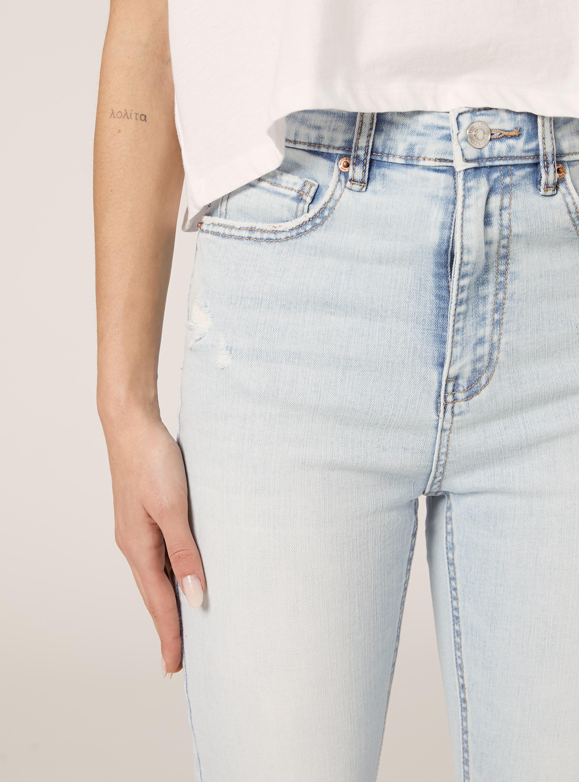 Vaqueros pitillo de cintura muy alta, D007 LIGHT AZURE