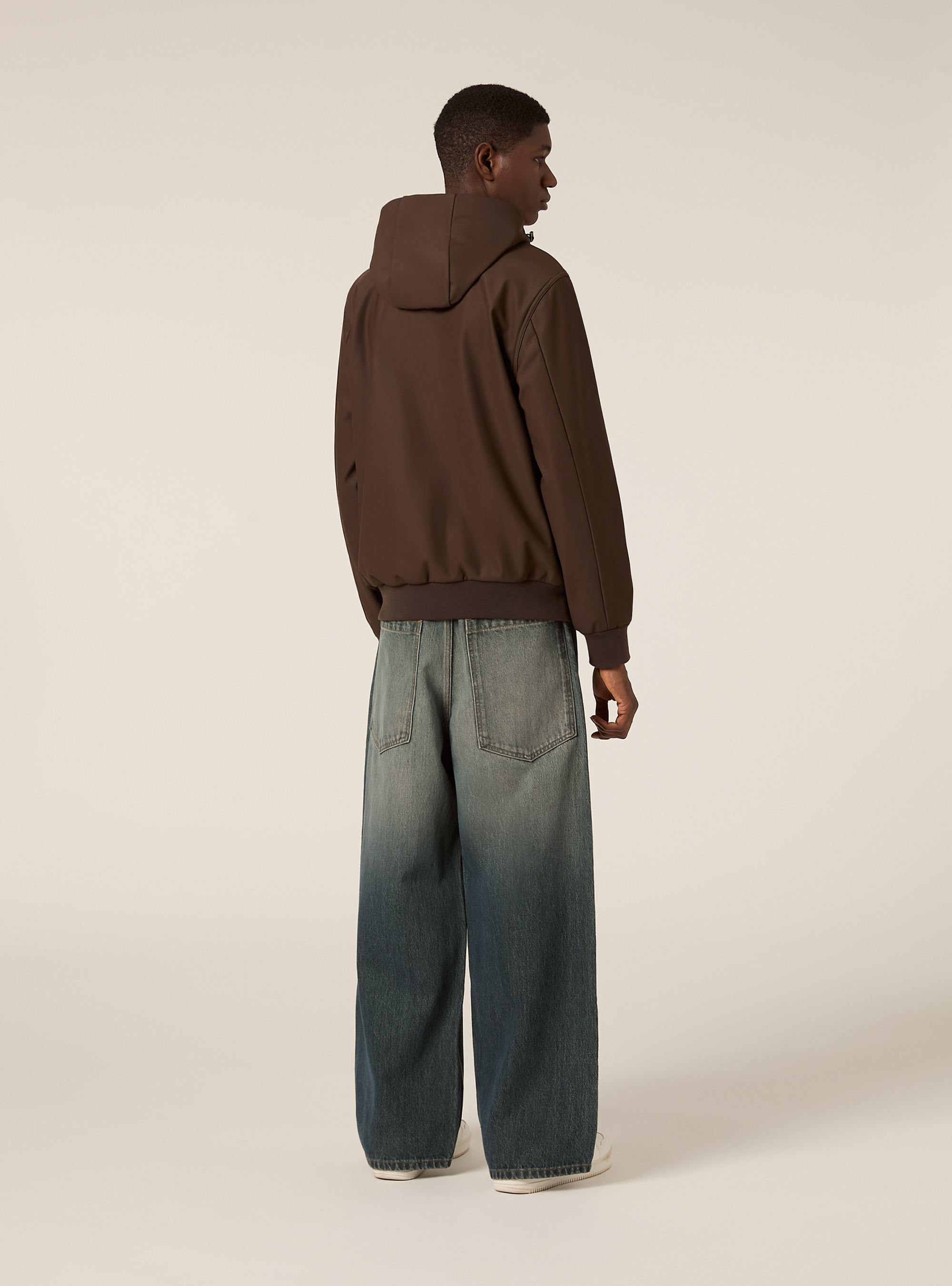 Veste en tissu technique avec capuche, BR2 BROWN MEDIUM