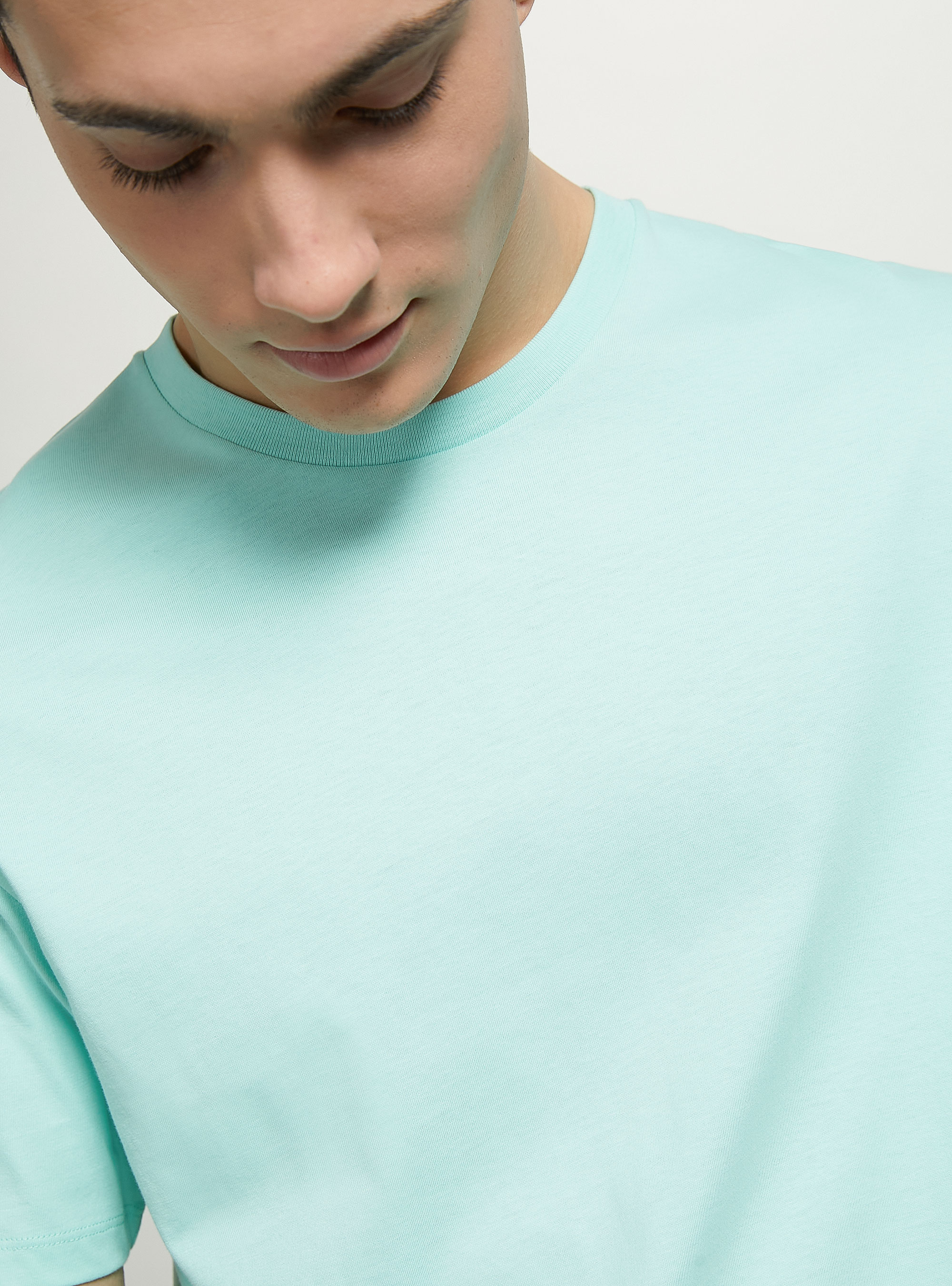 Camiseta de algodón con cuello redondo, GA3 AQUA GREEN LIGHT