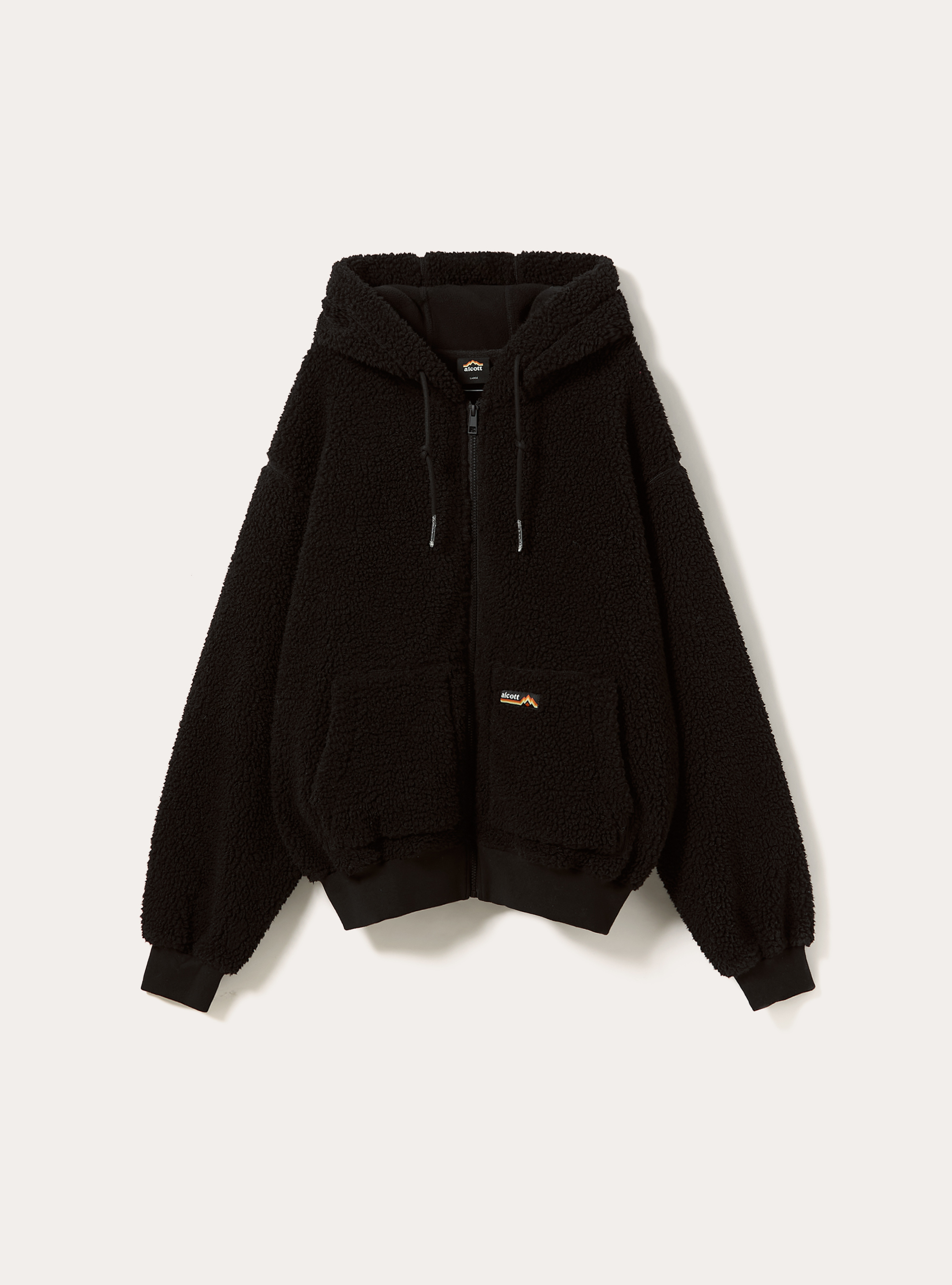 Teddy jacket with hood, BK1 BLACK