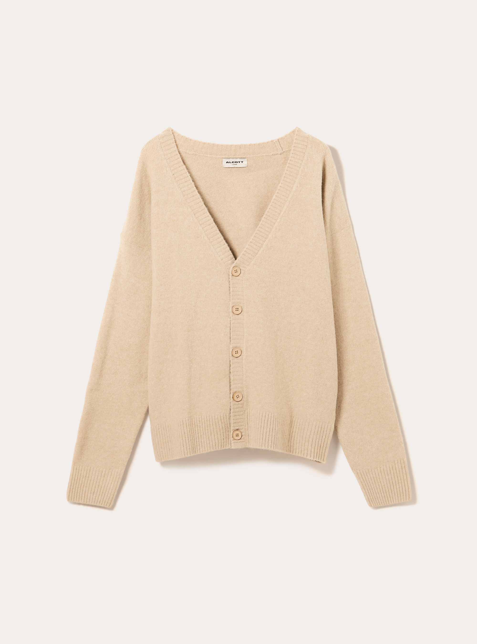 Cárdigan de corte cuadrado en mezcla de lana, MBG2 BEIGE MEL MED