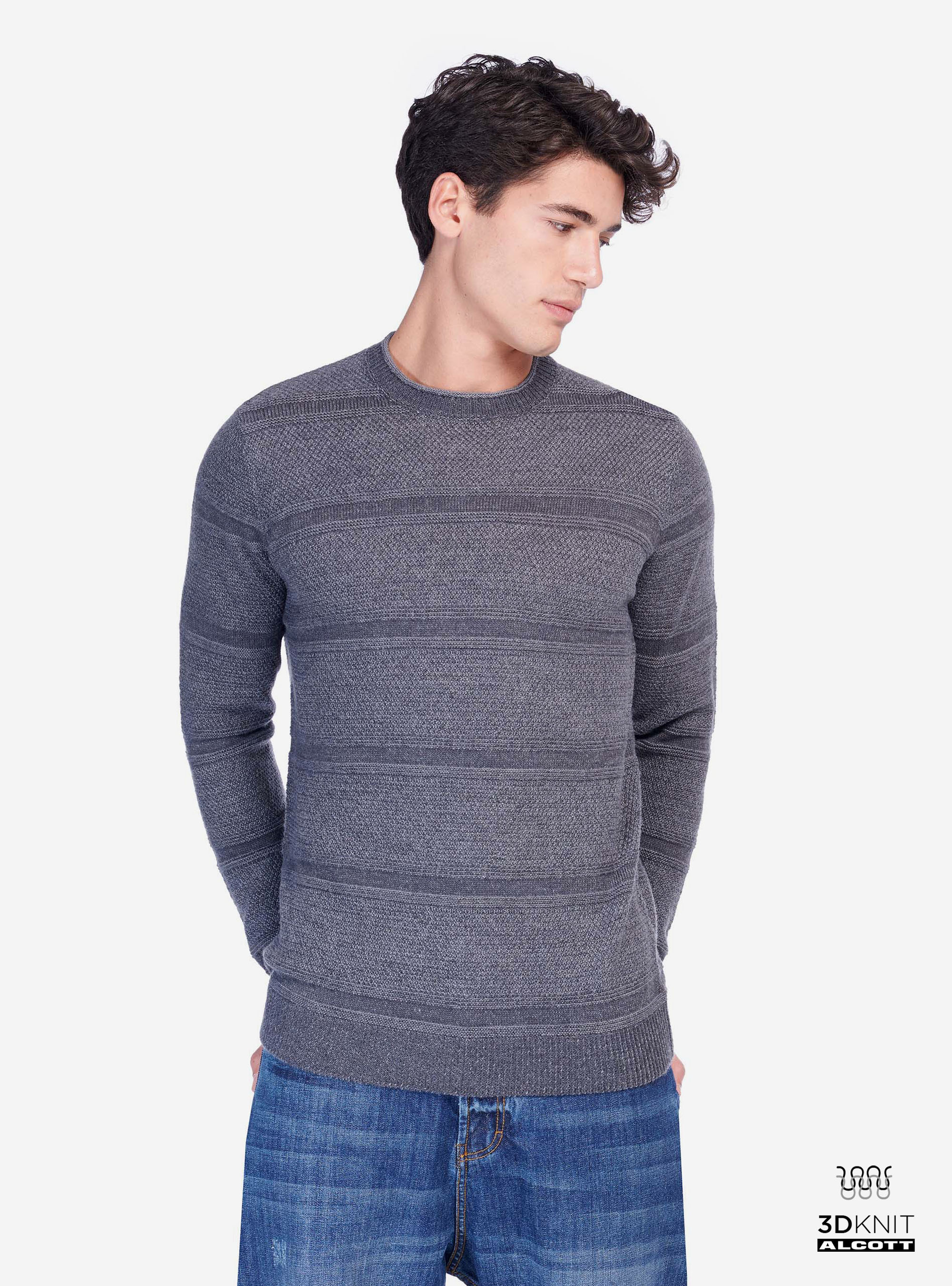 TEXTURE  PULLOVER, GREY MELANGE