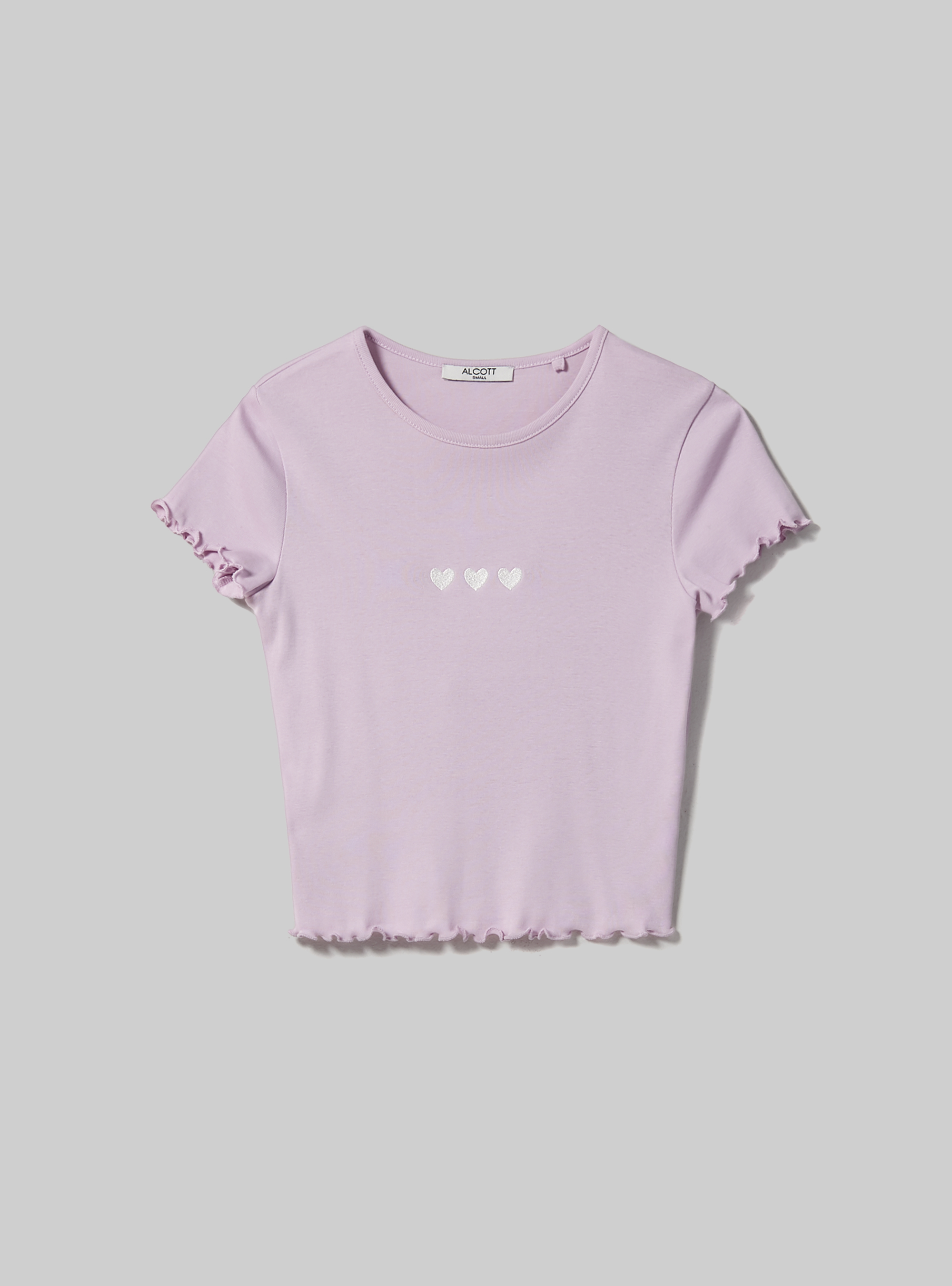 Cotton T-shirt with embroidery, C4546 LILLAC