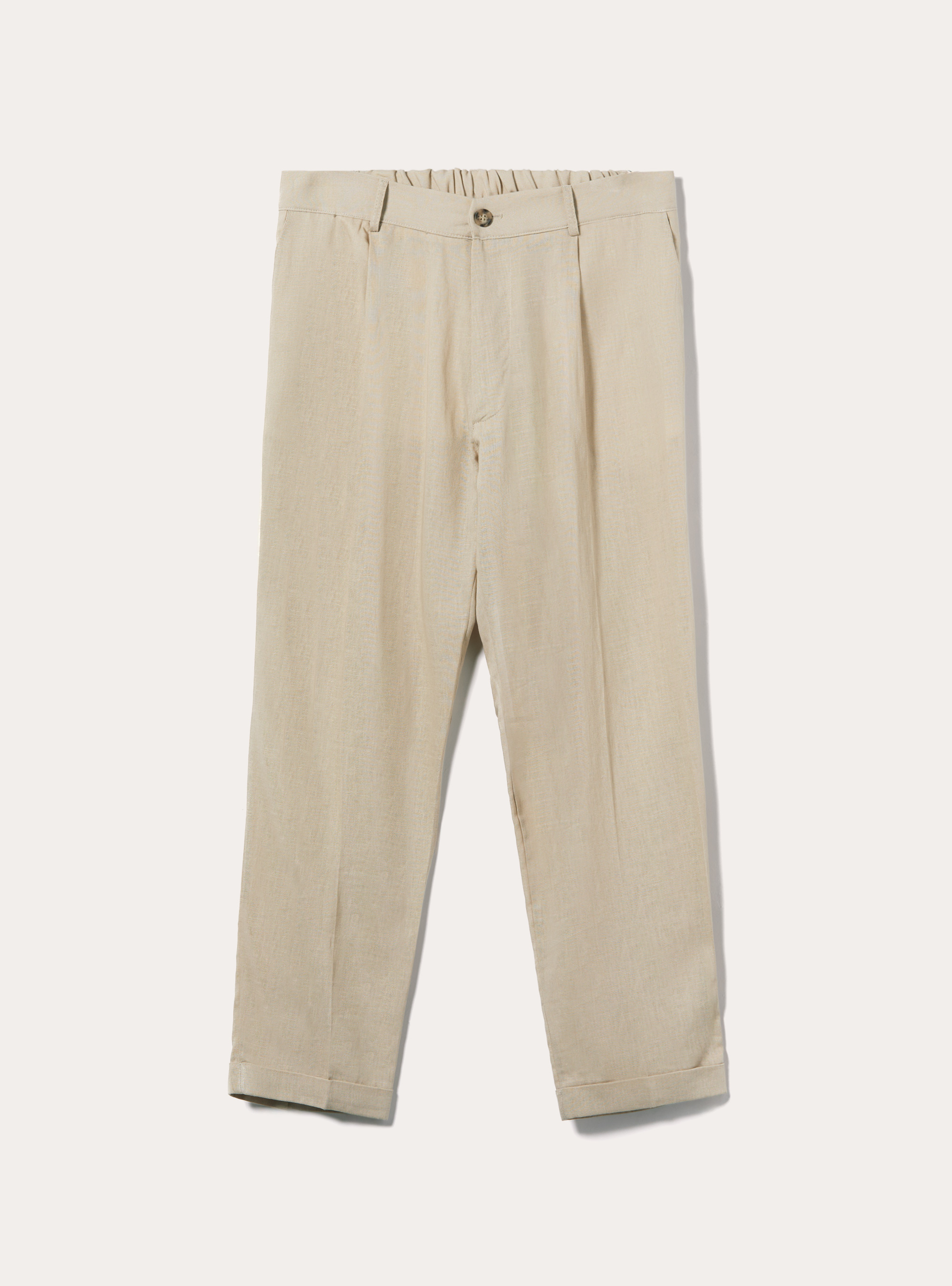 Pantaloni in misto lino, BG2 BEIGE MEDIUM