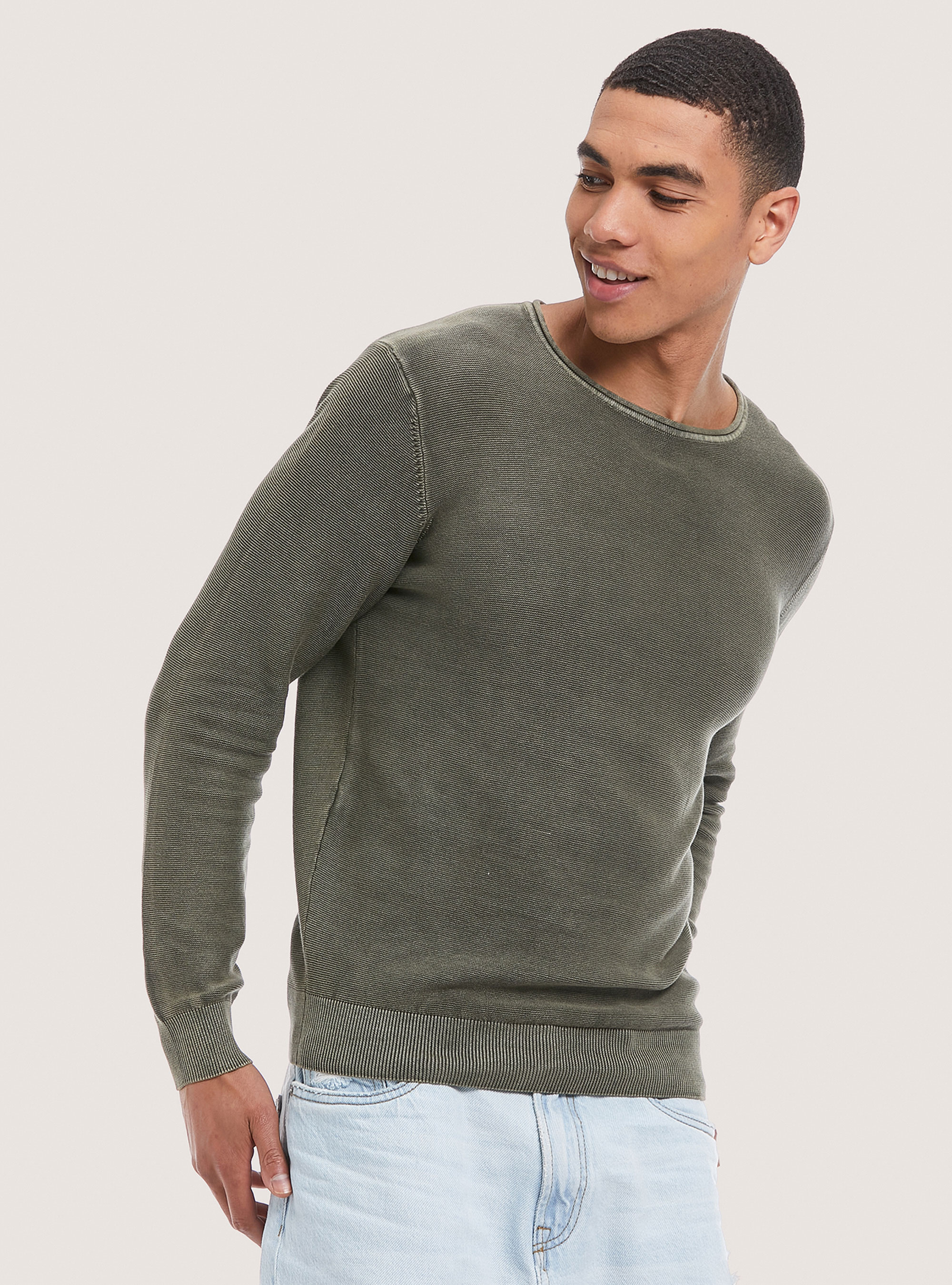 Pullover acidato in cotone, C600 GREEN