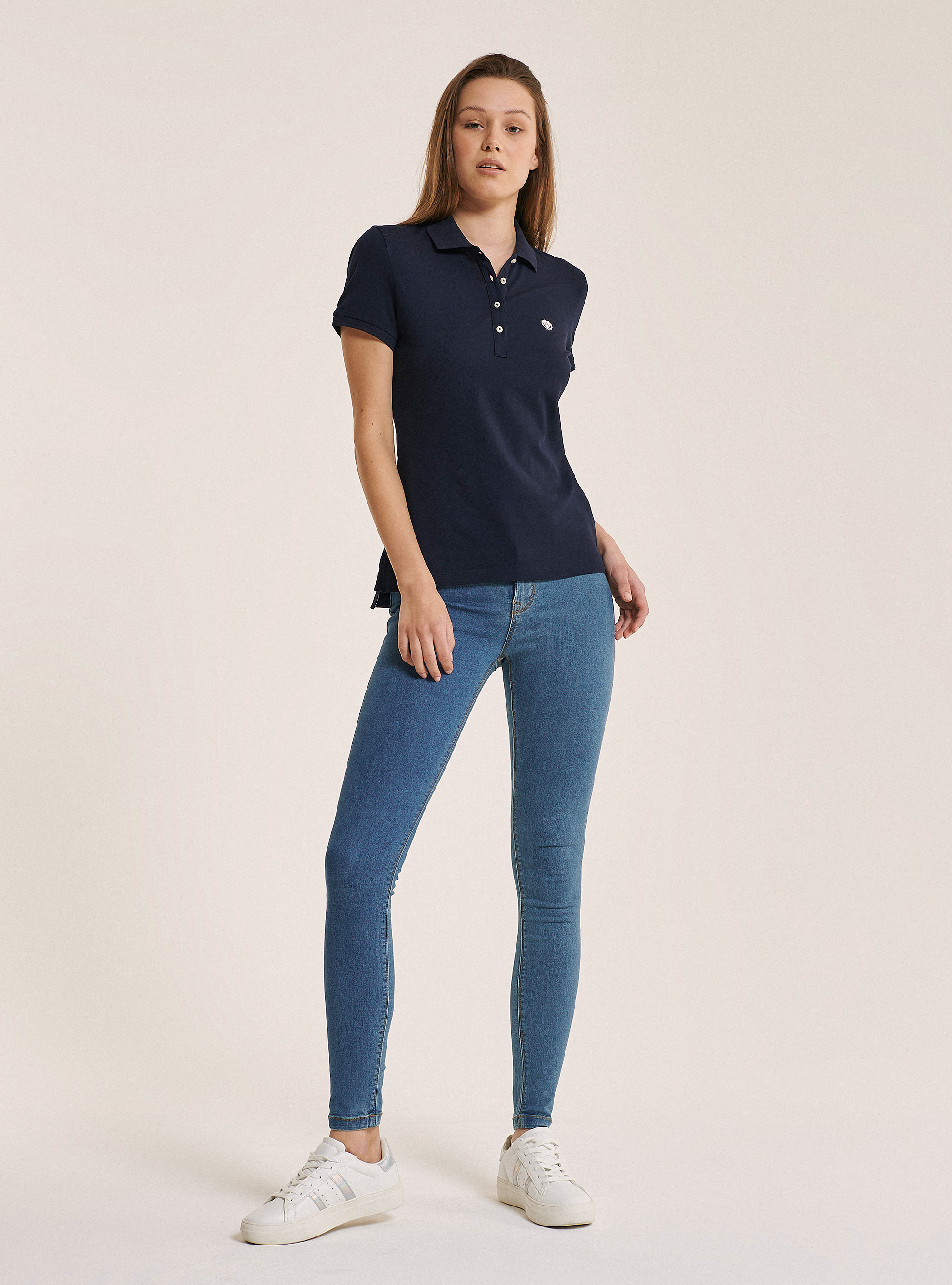 Polo shirt in cotton piquet, BLUE