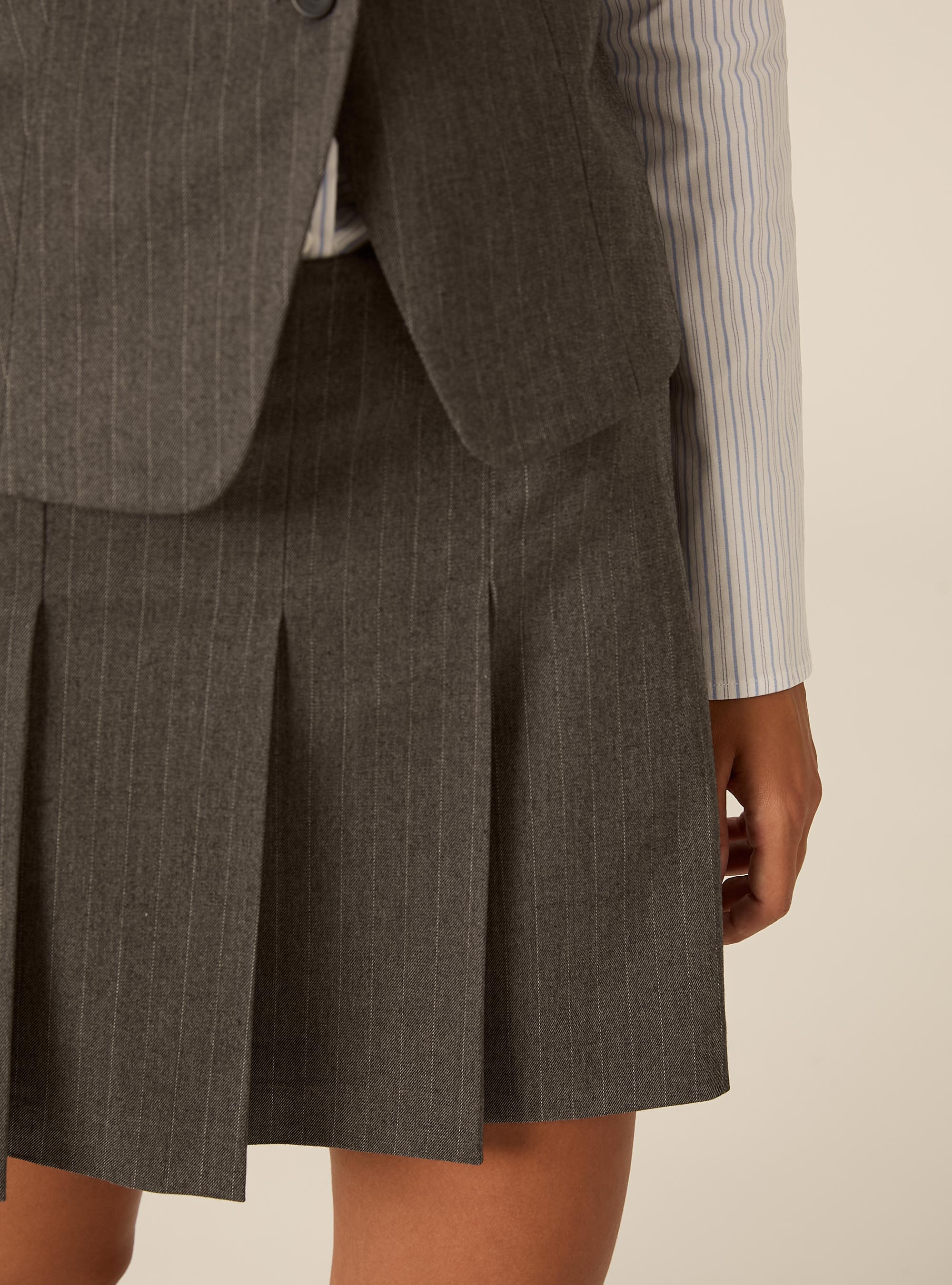 Minigonna a pieghe fantasia, MGY1 GREY MEL DARK