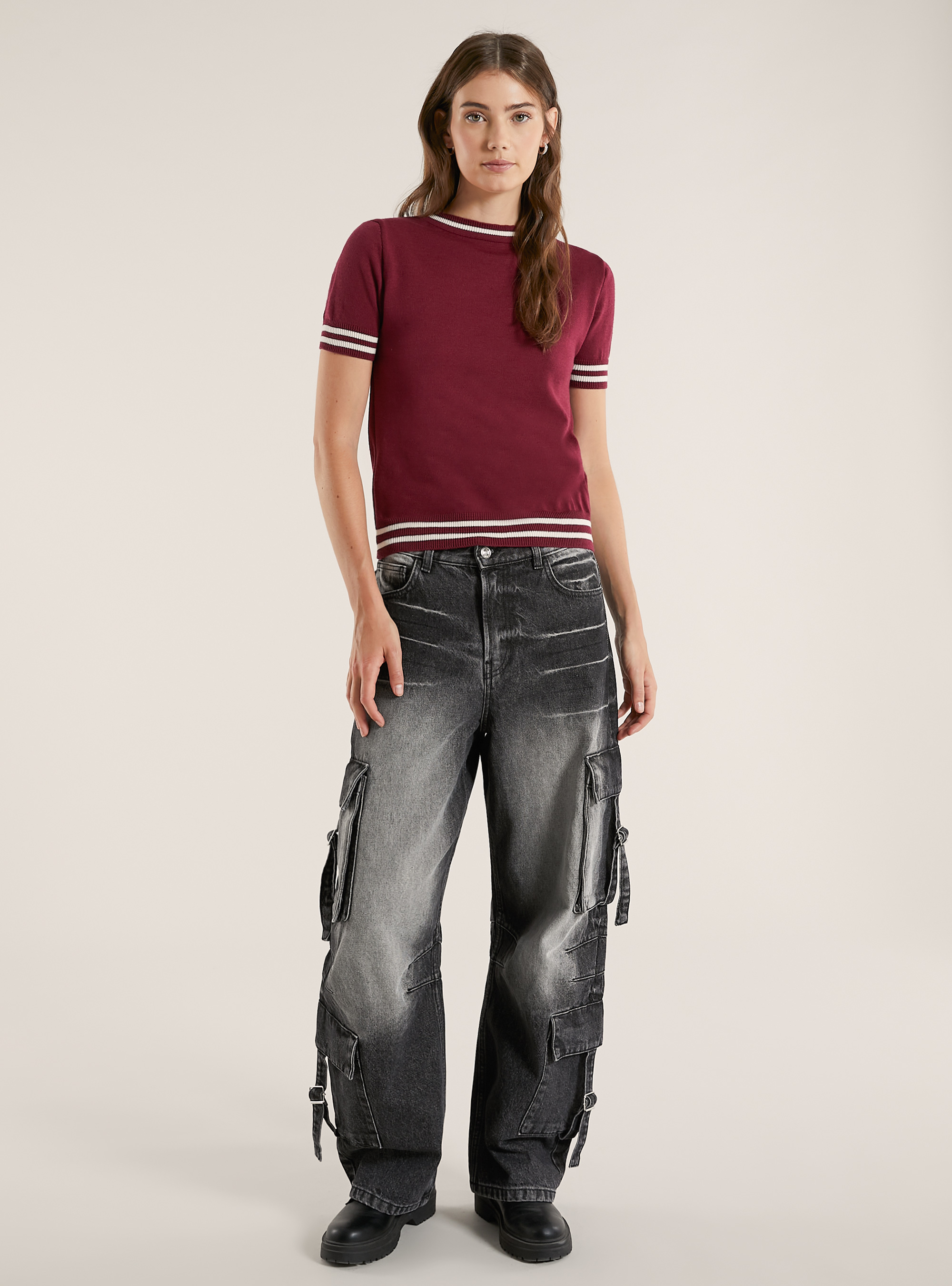 Short-sleeved jersey, BO1 BORDEAUX DARK