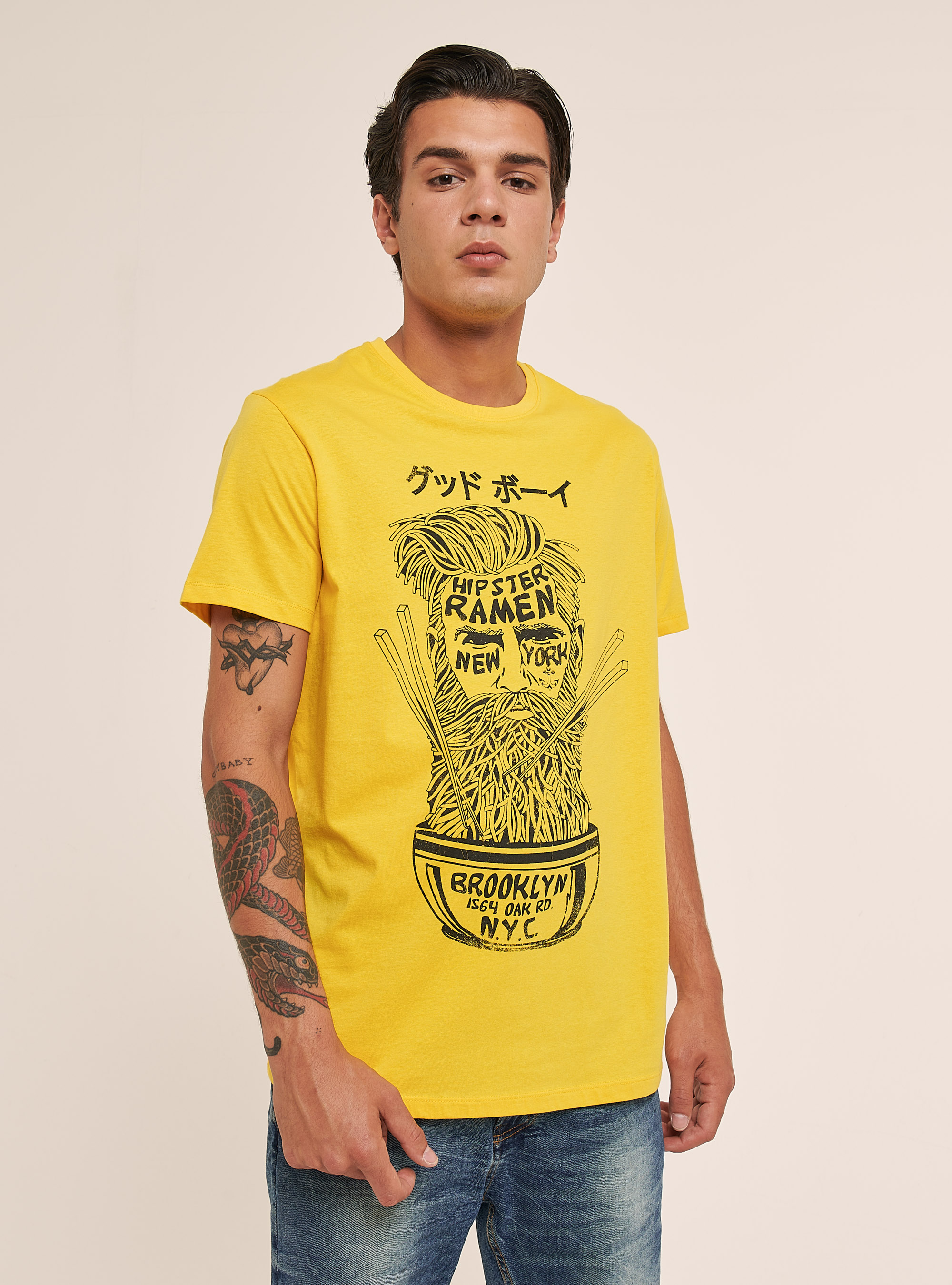 T-shirt con stampa, C7750 YELLOW