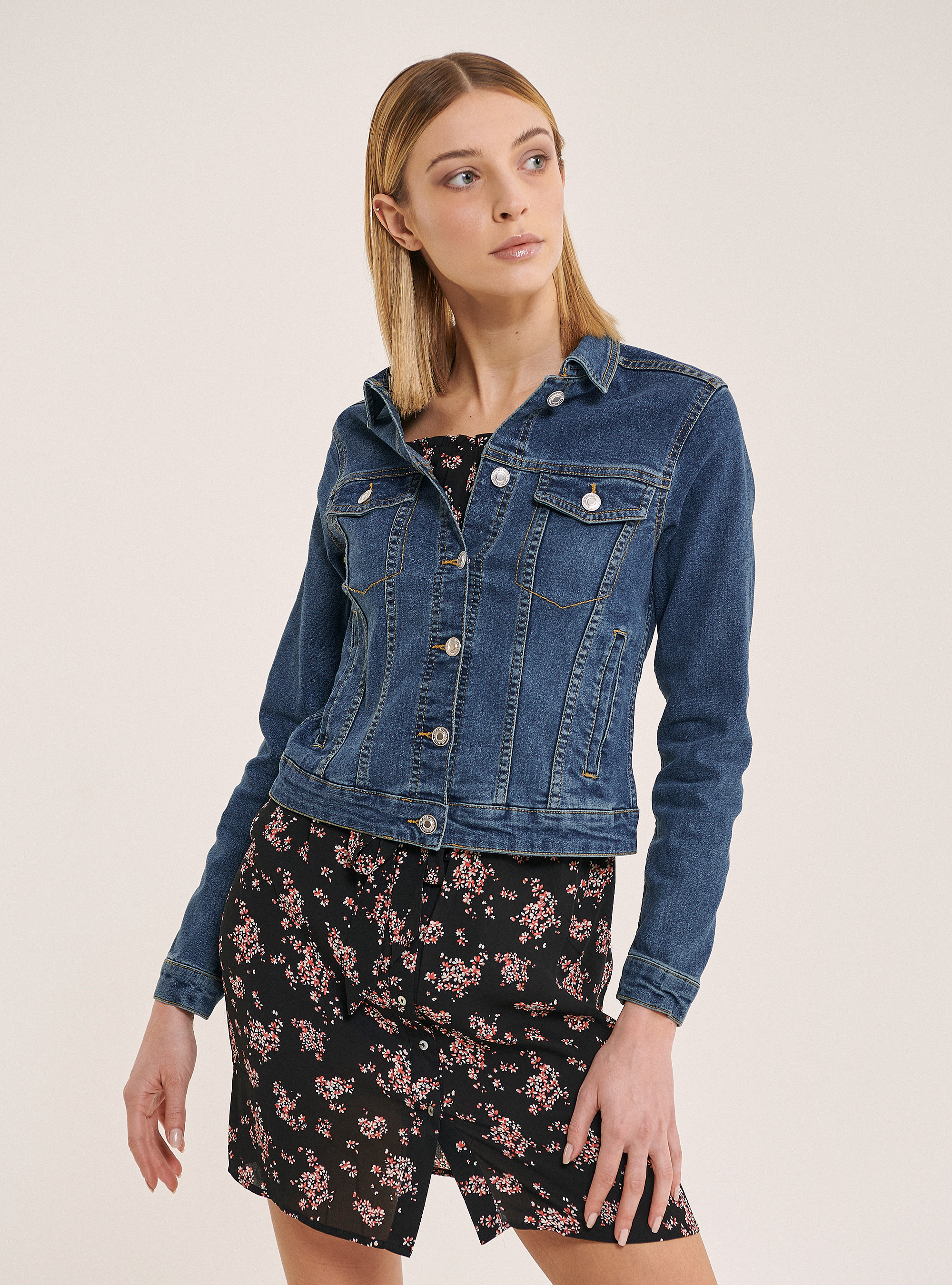 Stretch denim jacket, AZURE