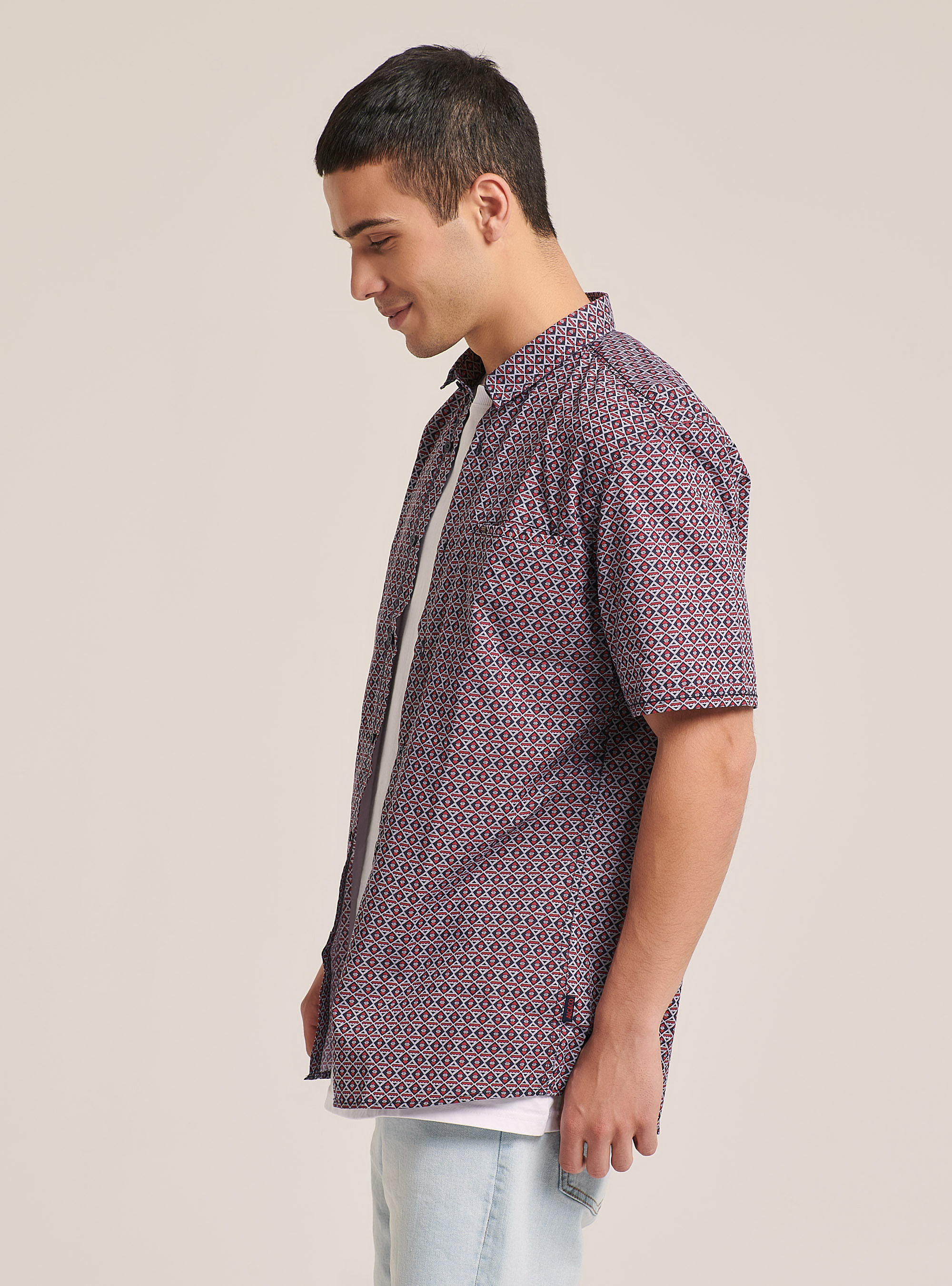 Shirt with short sleeves, C0310 BORDEAUX