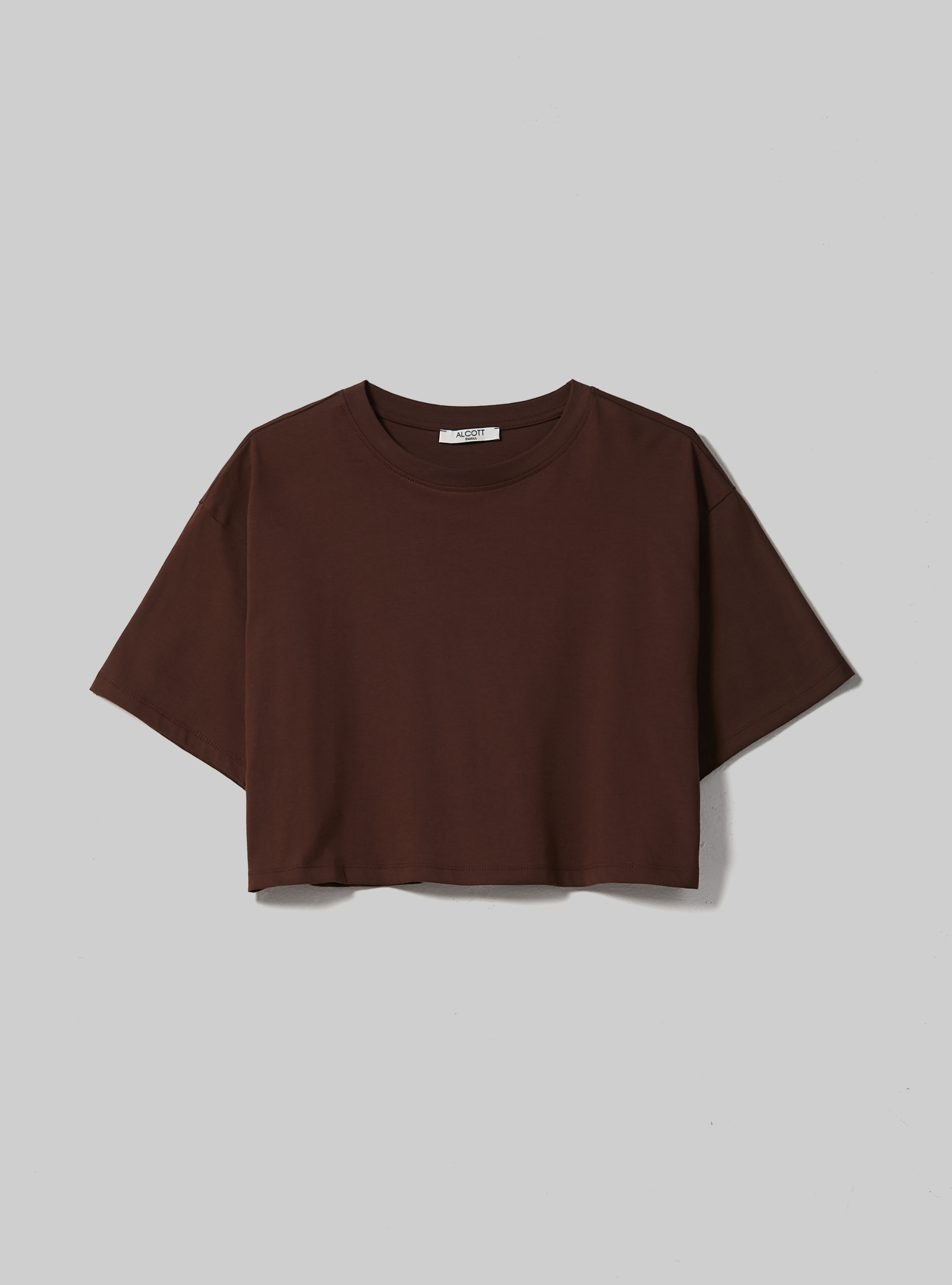 T-shirt en coton court, BR1 BROWN DARK