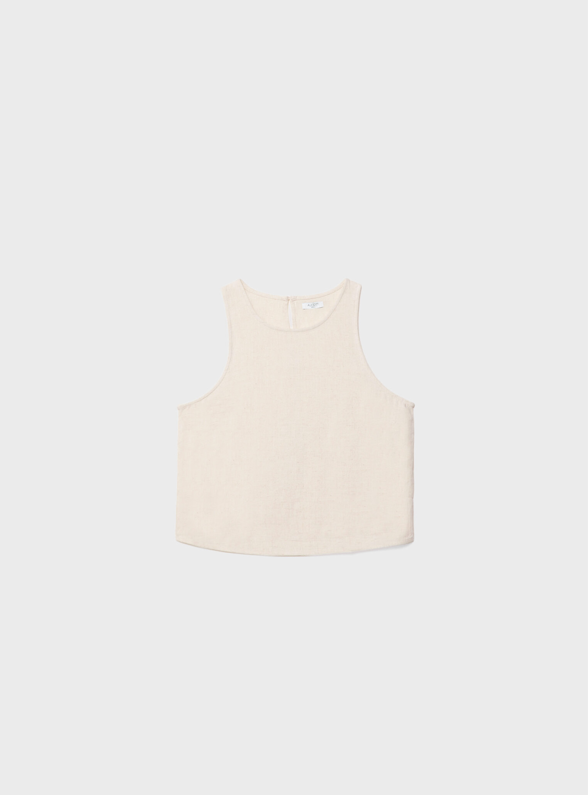 Linen blend cropped tank top, BG3 BEIGE LIGHT
