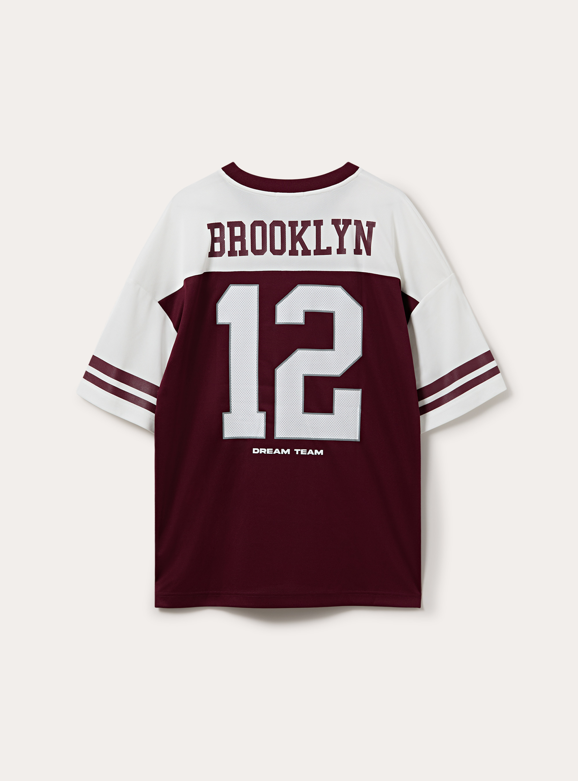 T-shirt oversize con numero, BO2 BORDEAUX MEDIUM