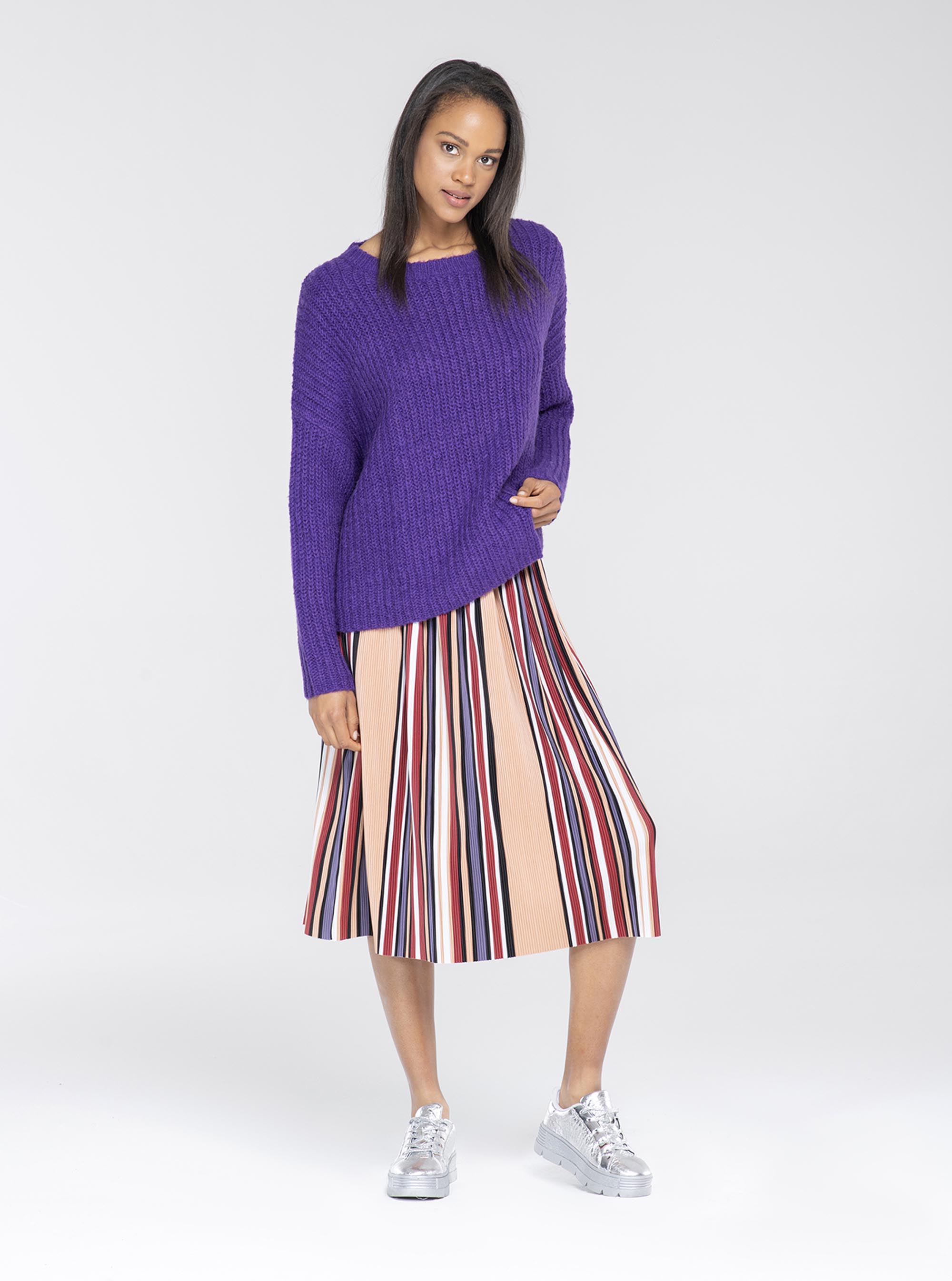Pullover fondo tagliato, C4414 VIOLET